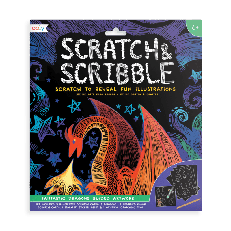 ooly Scratch & Scribble Fantastic Dragons art kit - Why and Whale
