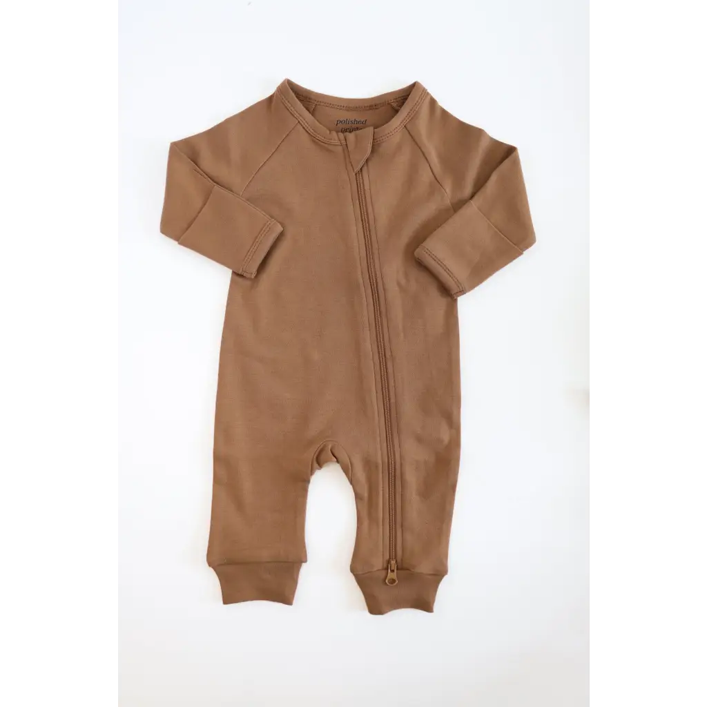 Organic Cotton Baby Zipper Sleeper in Almond