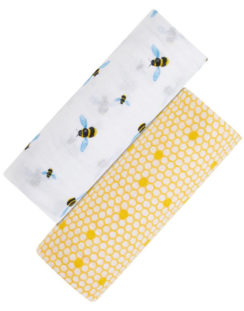 ORGANIC SWADDLE SET - BUSY BEES (Bee + Hive) - Why and Whale