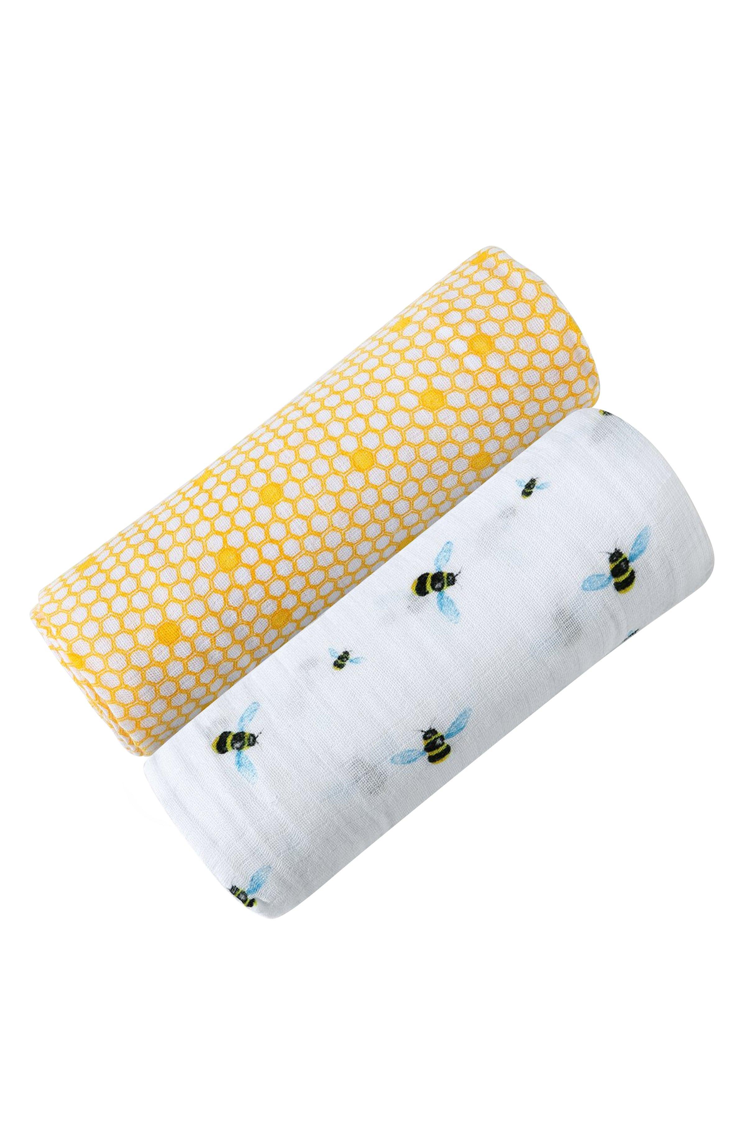ORGANIC SWADDLE SET - BUSY BEES (Bee + Hive) - Why and Whale