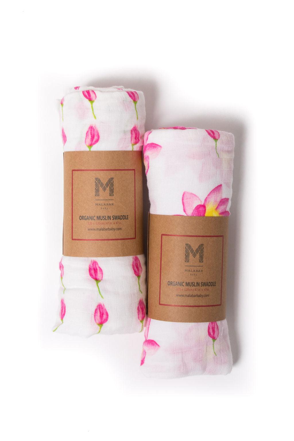 ORGANIC SWADDLE SET - ENCHANTED GARDEN (Magical Lotus + Flower Bud) - Why and Whale