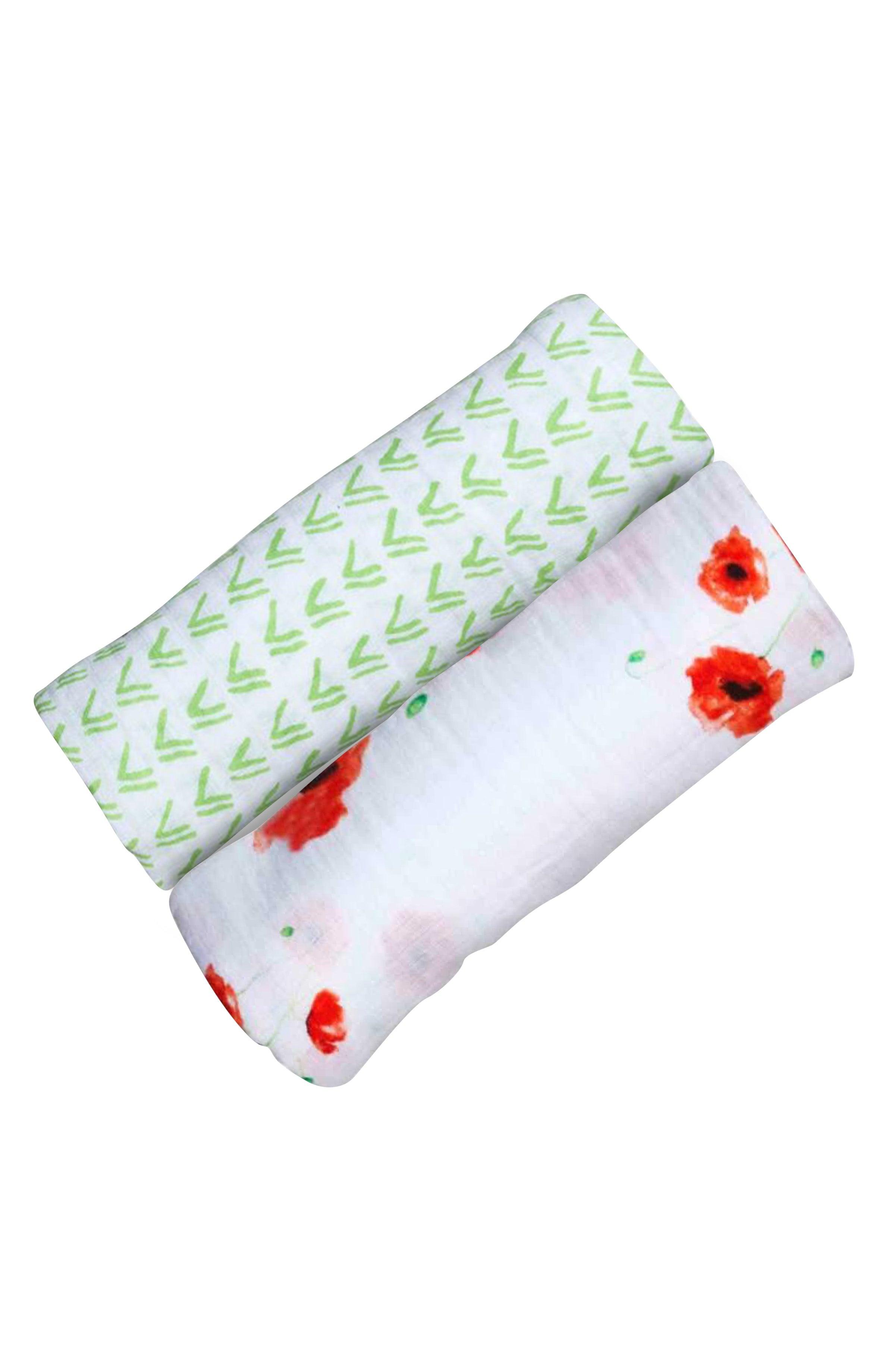 ORGANIC SWADDLE SET - POPPYFIELD GRASS (Poppy + Grass) - Why and Whale