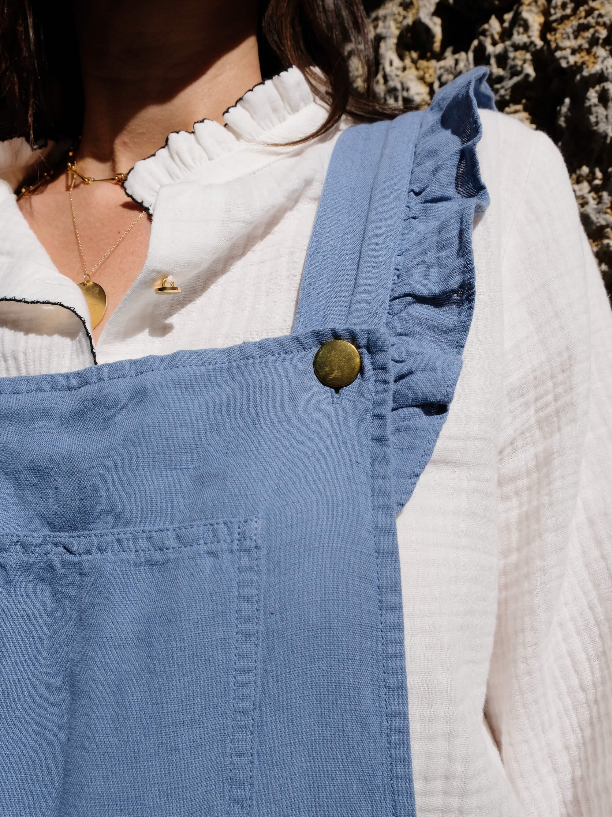 Georgette Blue Linen Overall - Thistle Blue