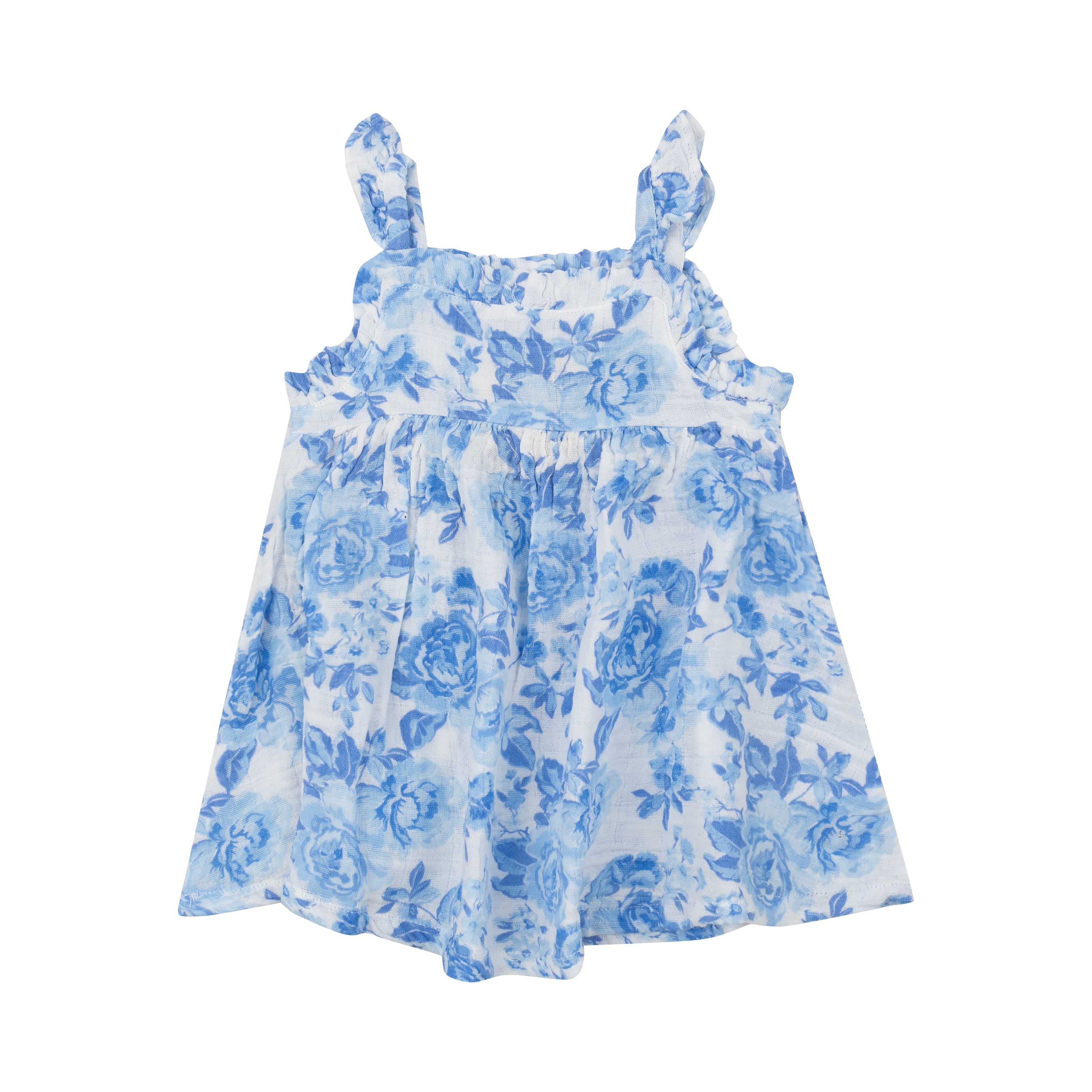 Paperbag Ruffle Sundress With Dc - Roses In Blue