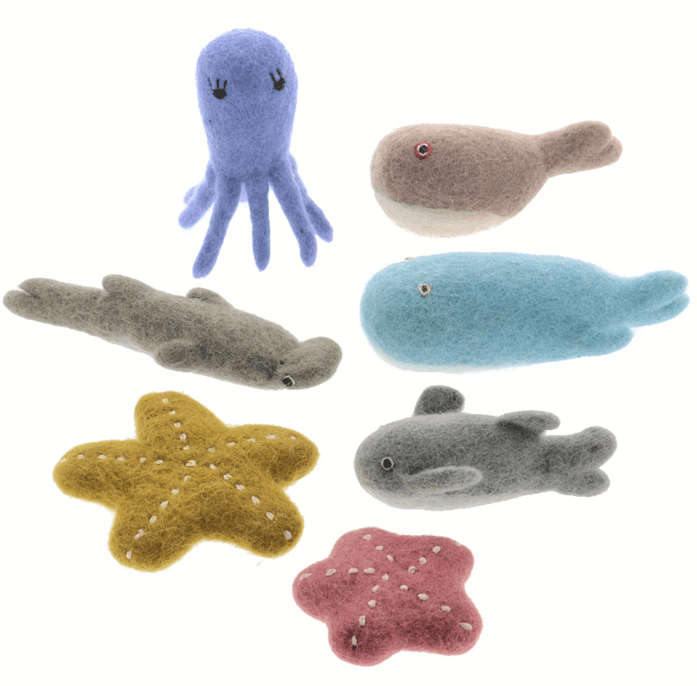 Papoose - Felt Sea Animals Set of 7 - Why and Whale