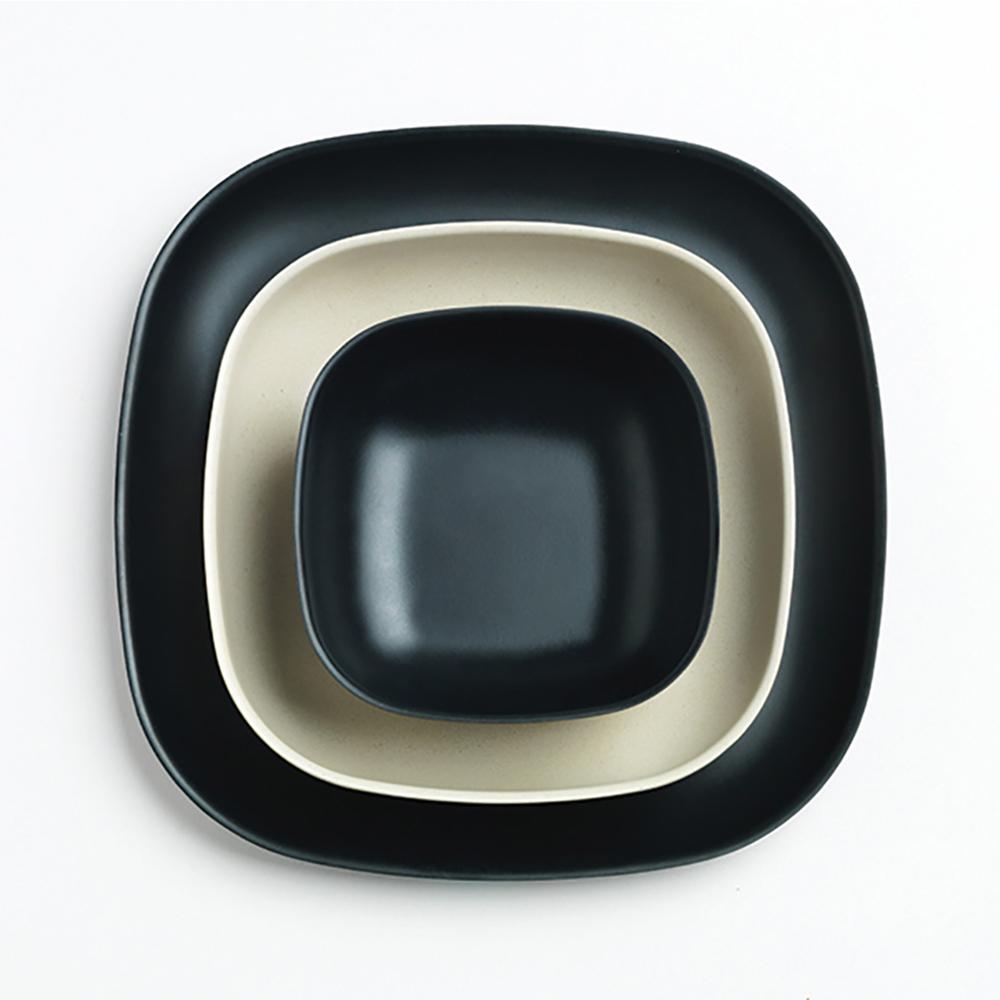 Bamboo Medium Plate - 4 Piece Set - Black