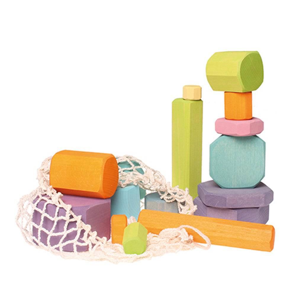 Pastel Tree Slices Wooden Building Blocks - Why and Whale