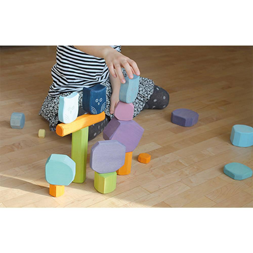 Pastel Tree Slices Wooden Building Blocks - Why and Whale