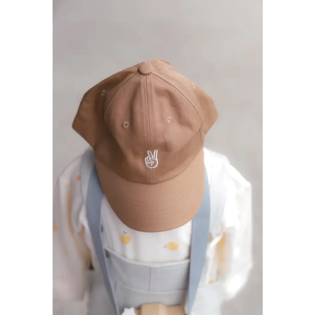 Peace Hand Kids Ball Cap in Brown