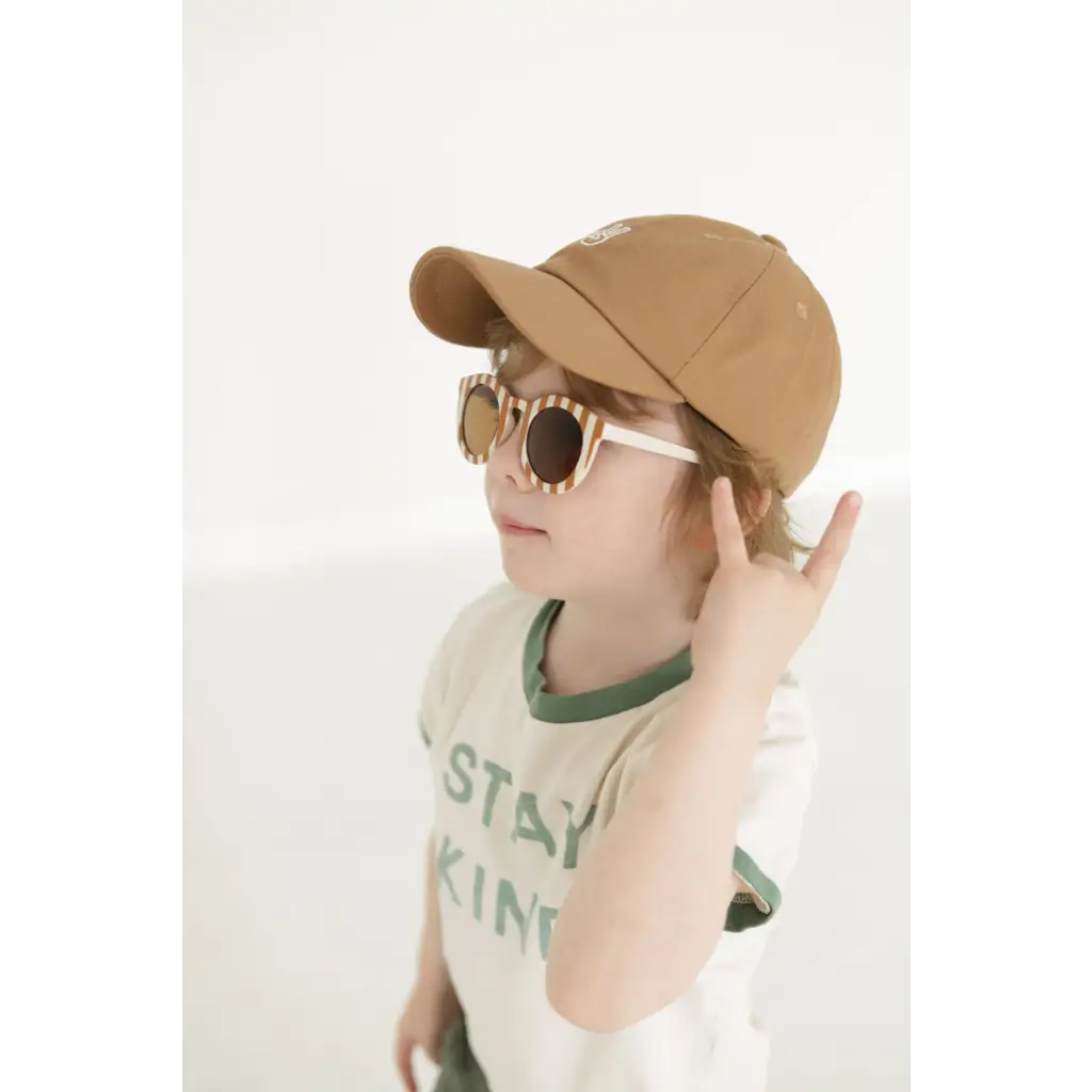 Peace Hand Kids Ball Cap in Brown