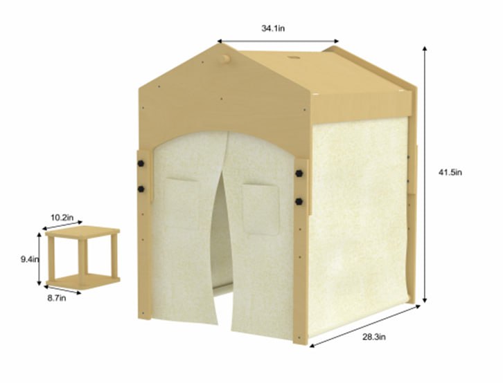 Ash - Wood Adjustable Learning Tent with Desk and Chair