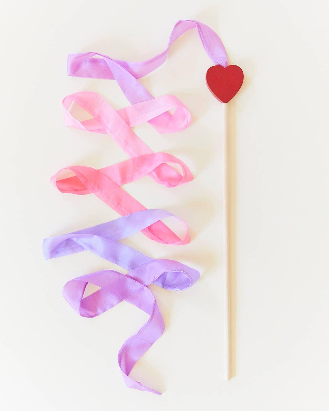 Pink & Purple Silk & Wood Streamer - Wand for Pretend Play - Why and Whale