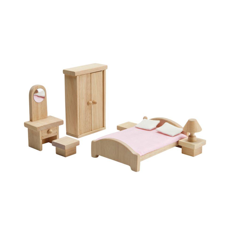 PlanToys Dollhouse Furniture, Classic Set of 6 Rooms - Why and Whale