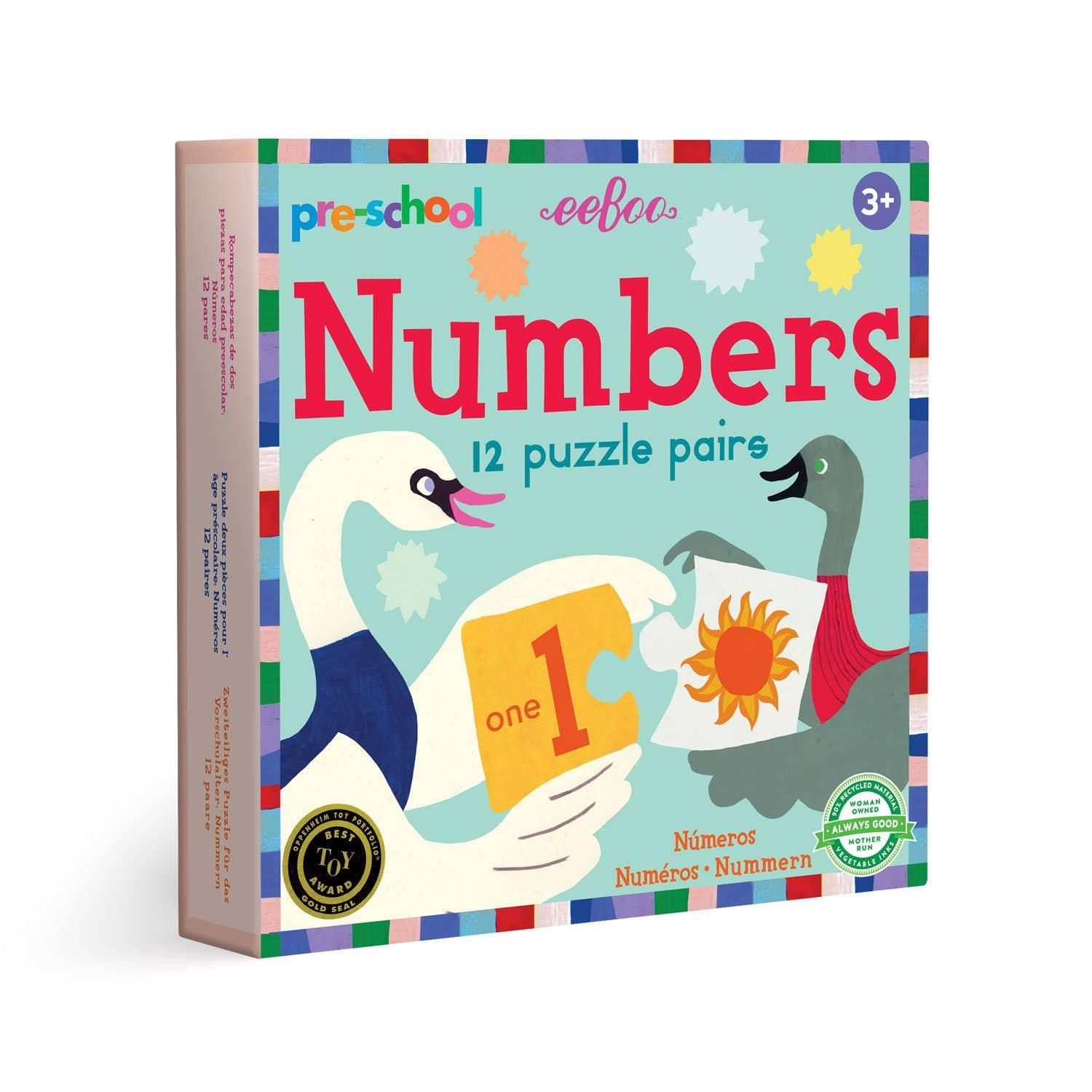 Pre-School Numbers Puzzle Pairs - Why and Whale