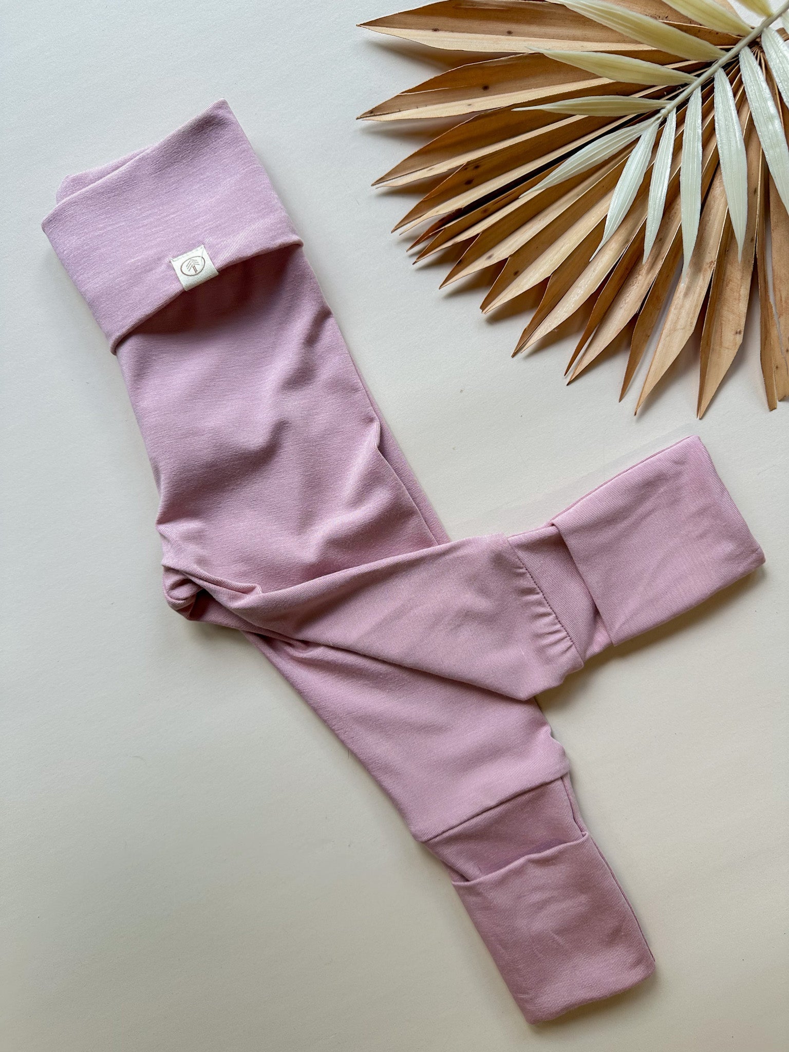 *Preorder* Fold-Over Footie Bamboo Leggings | Dusty Pink