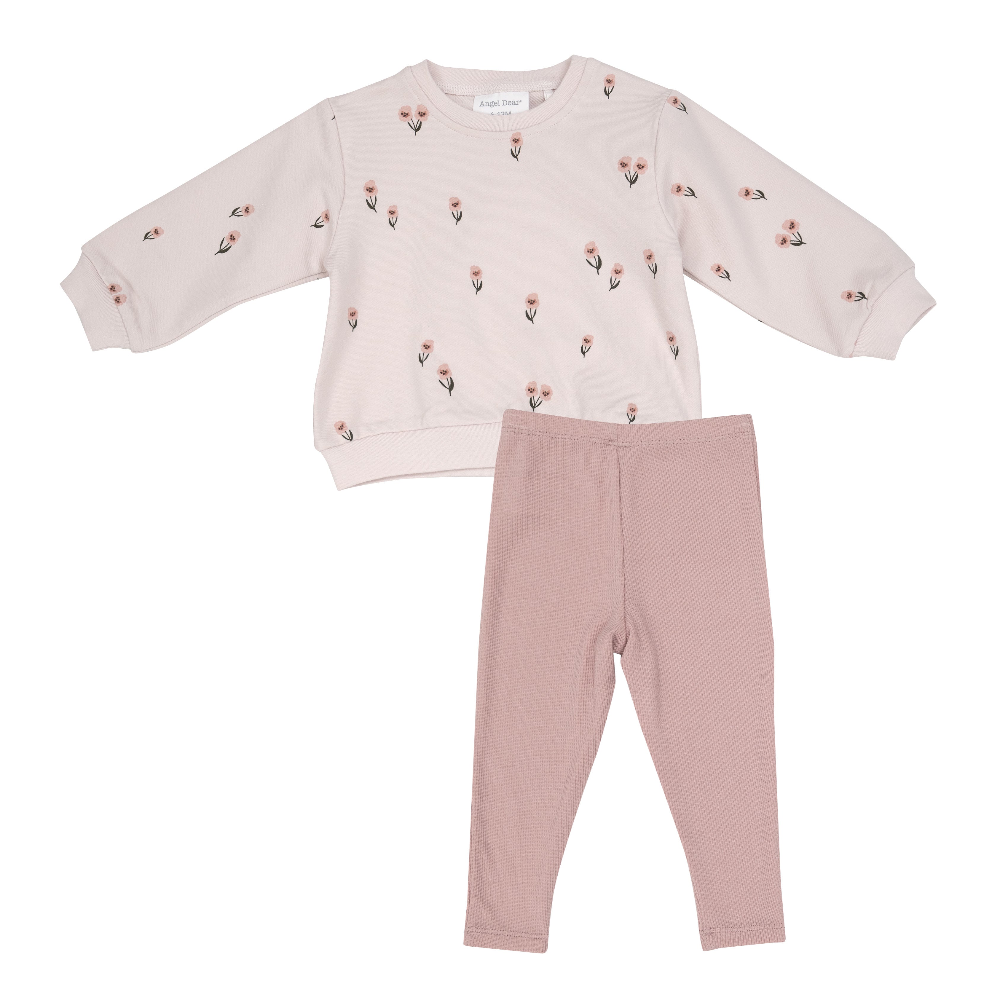 Puffy Oversized Sweatershirt And Rib Legging - Pretty Pink Floral