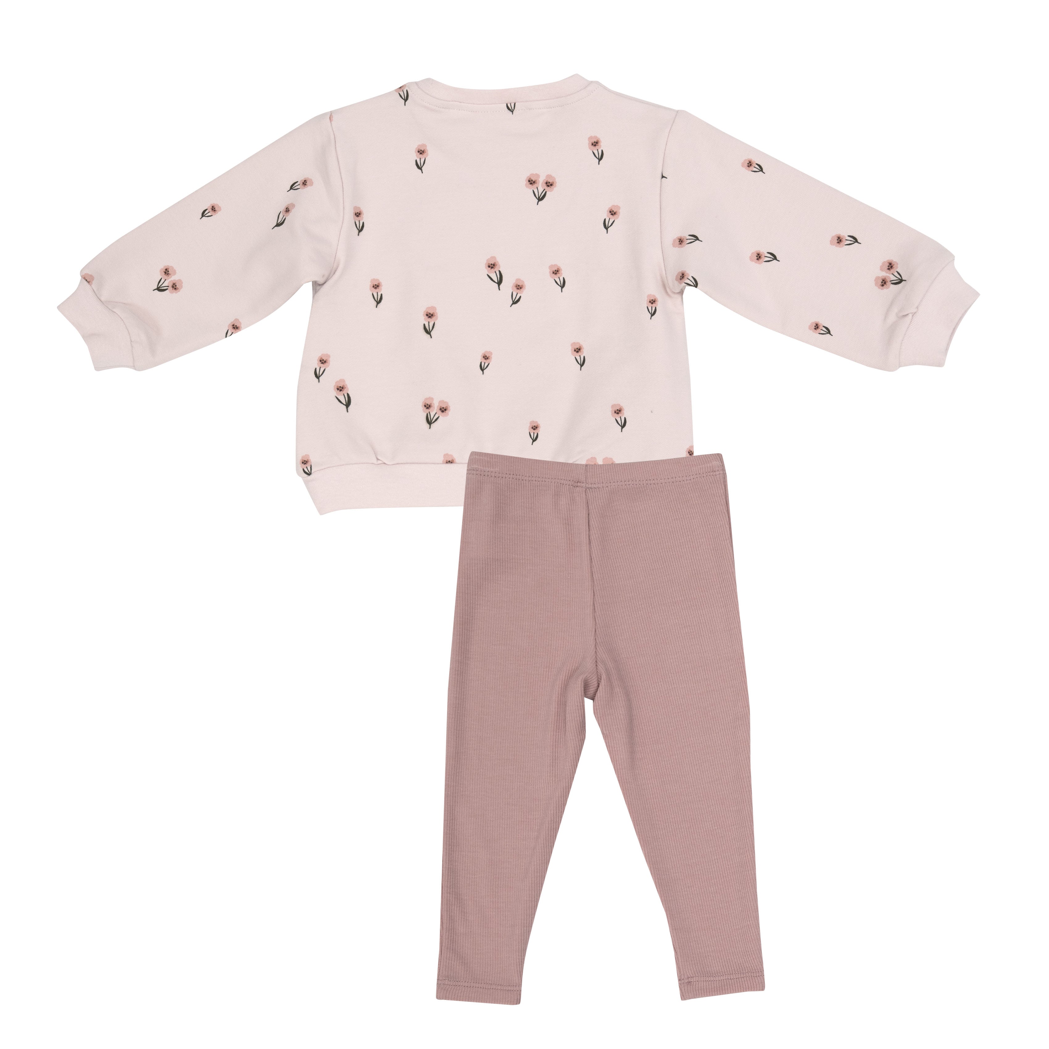 Puffy Oversized Sweatershirt And Rib Legging - Pretty Pink Floral