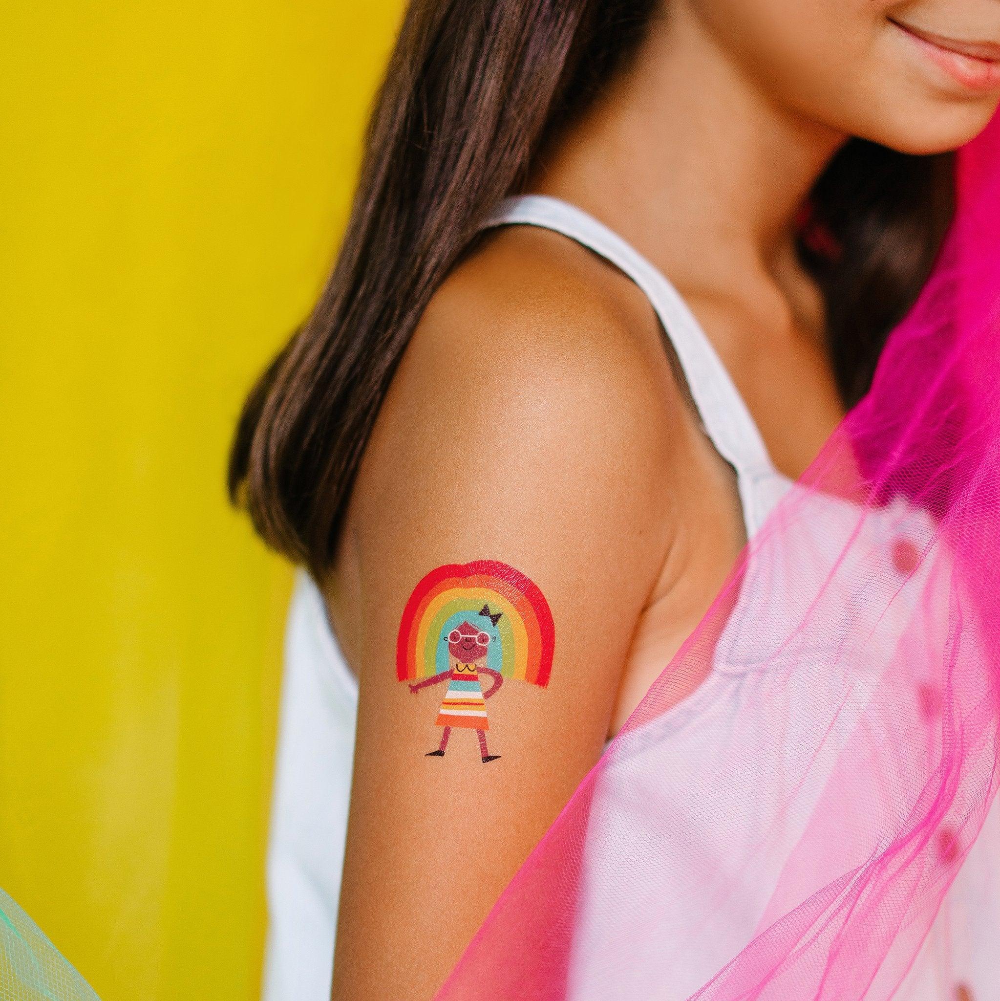 Rainbow Girl Tattoo Set of 2 - Why and Whale