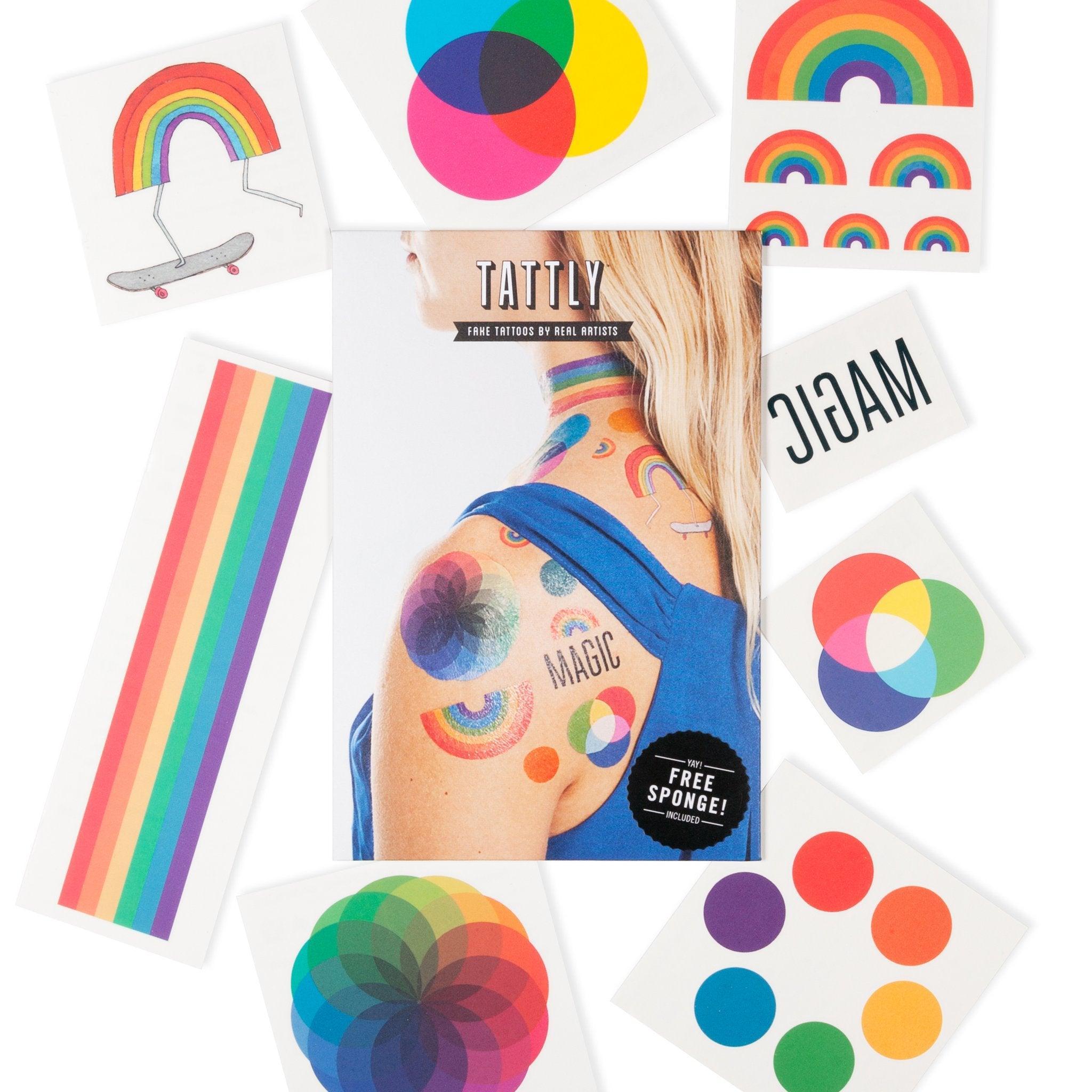Rainbow Tattoos, Set of 8 - Why and Whale