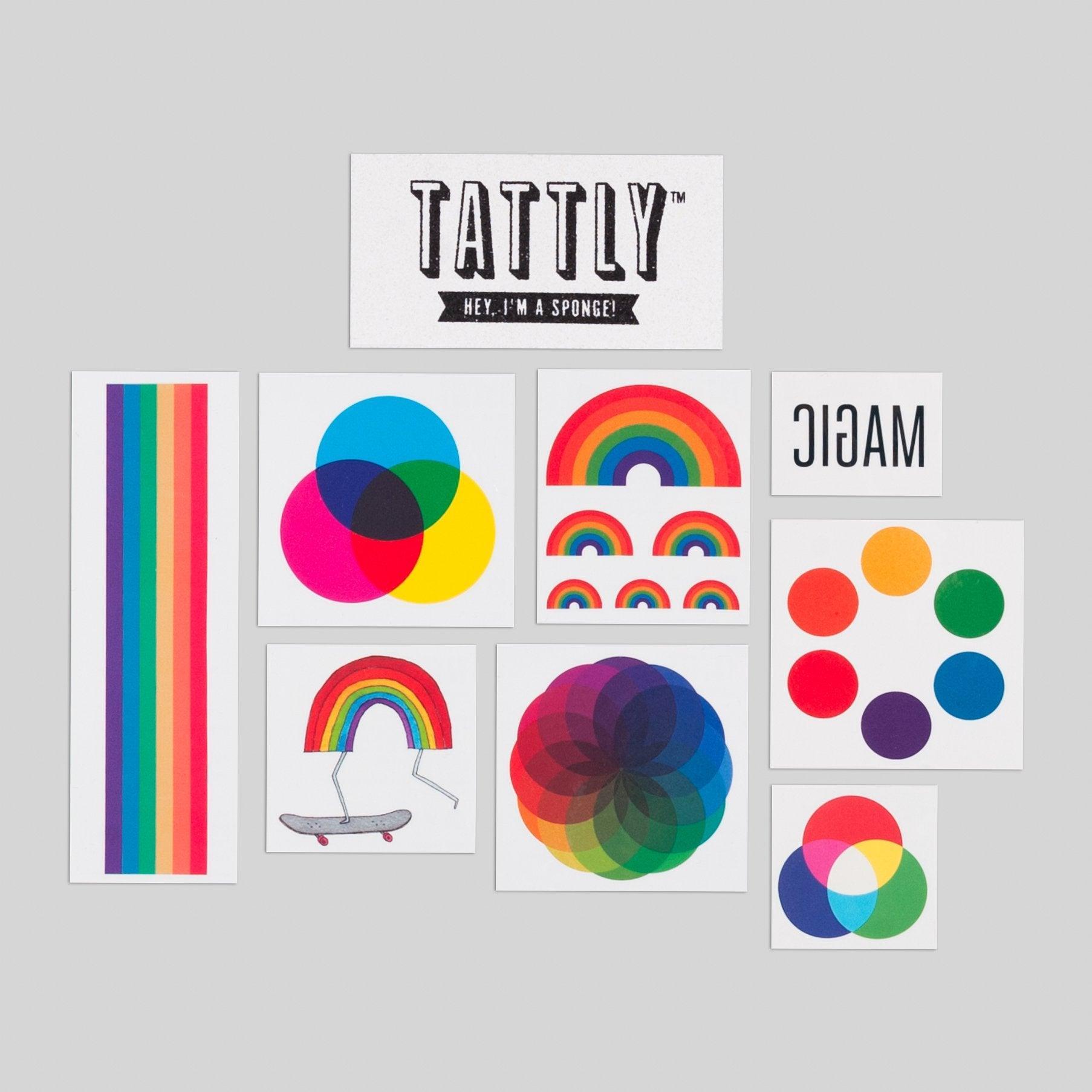 Rainbow Tattoos, Set of 8 - Why and Whale