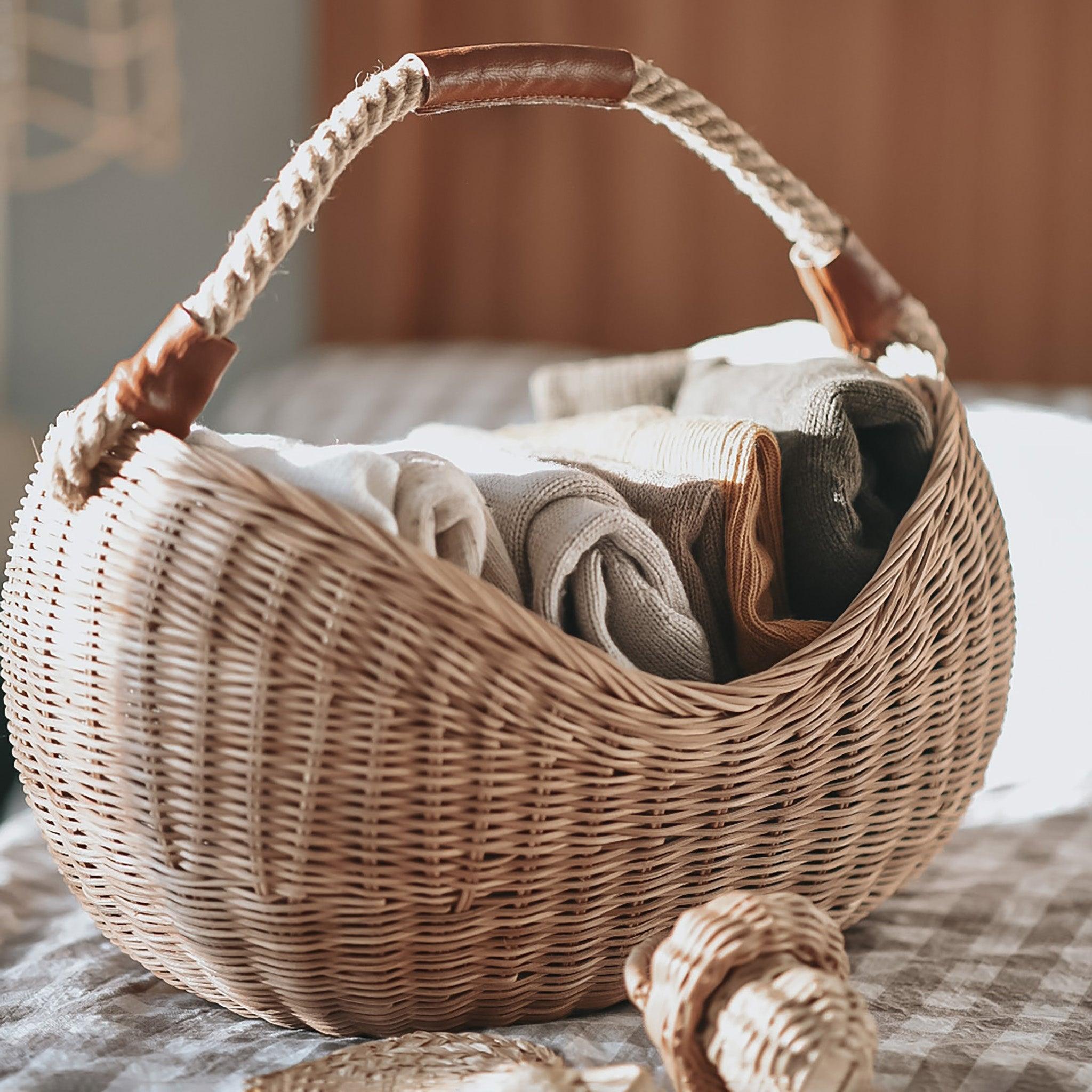 Rattan Half Moon Basket - Why and Whale
