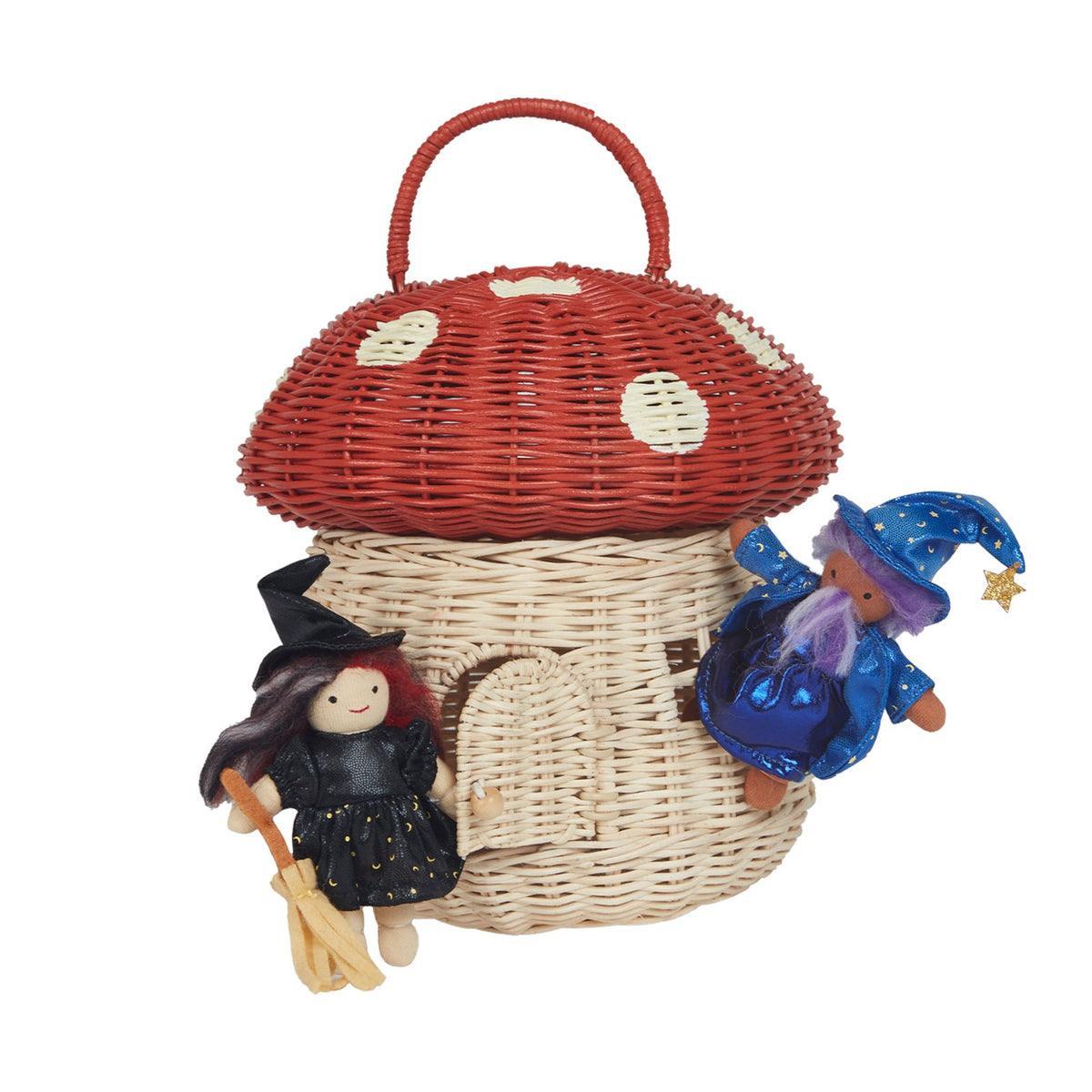 Rattan Mushroom Basket, Red - Olli Ella - Why and Whale