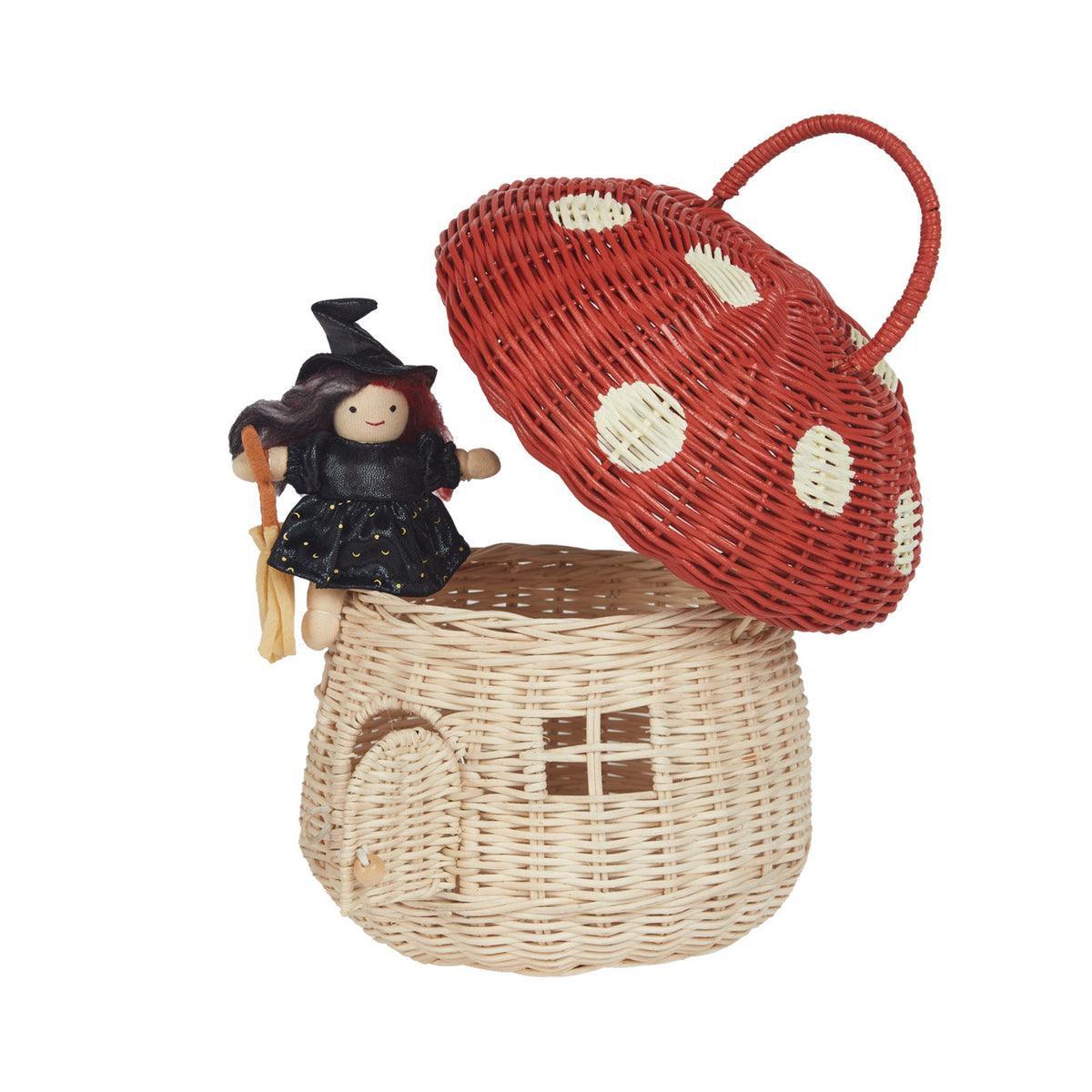 Rattan Mushroom Basket, Red - Olli Ella - Why and Whale