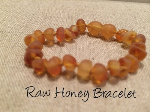 Raw Unpolished Honey Baltic Amber Bracelet for Baby, Infant, Toddler, Big Kid