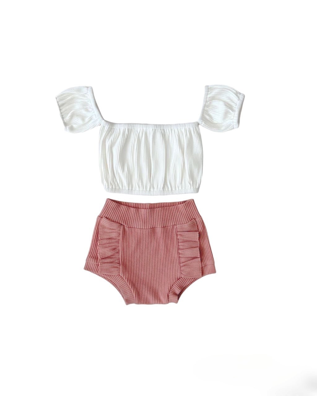 Ribbed Crop Top Set | Dusty Rose