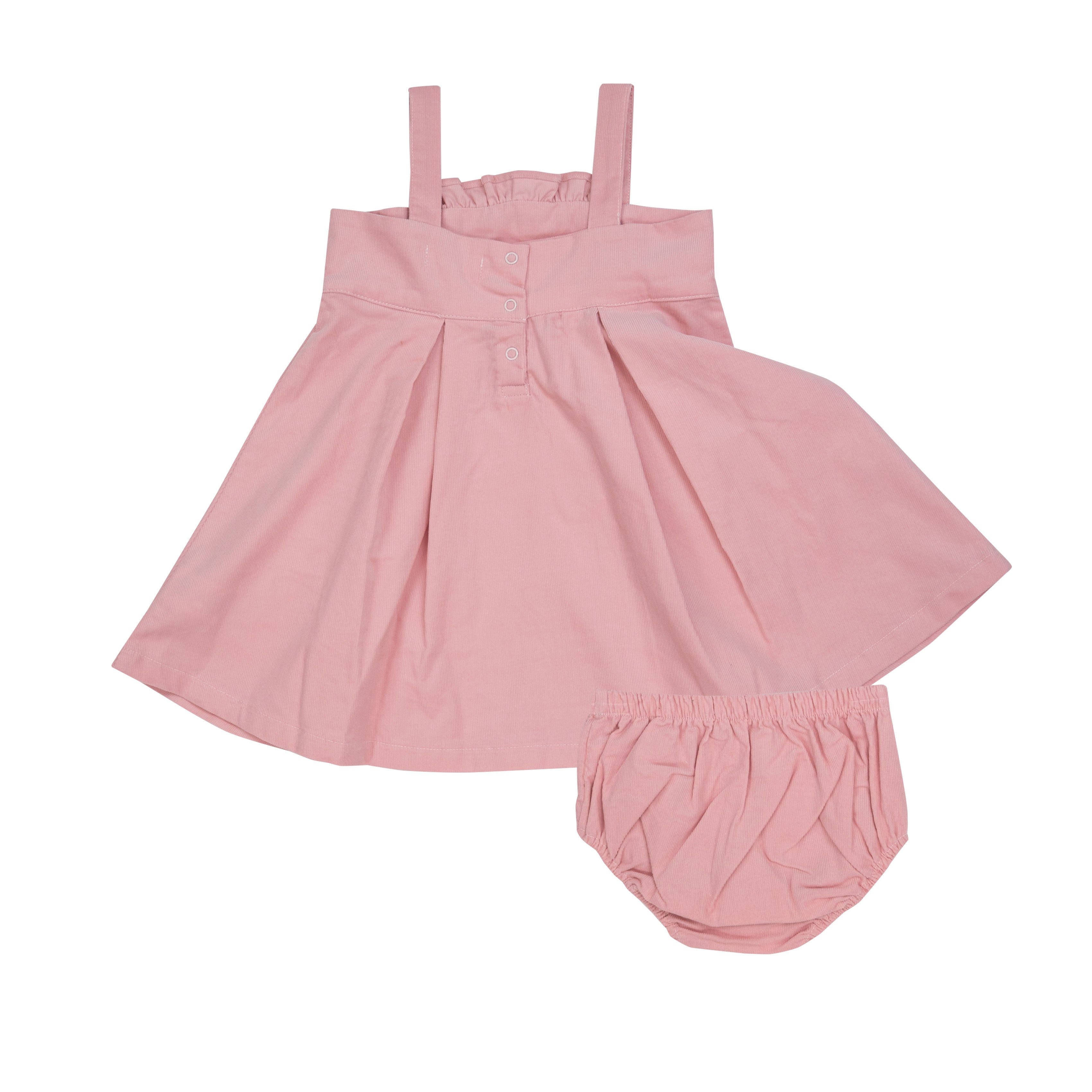 Ruffle Corduroy Jumper With Diaper Cover- Coral Blush