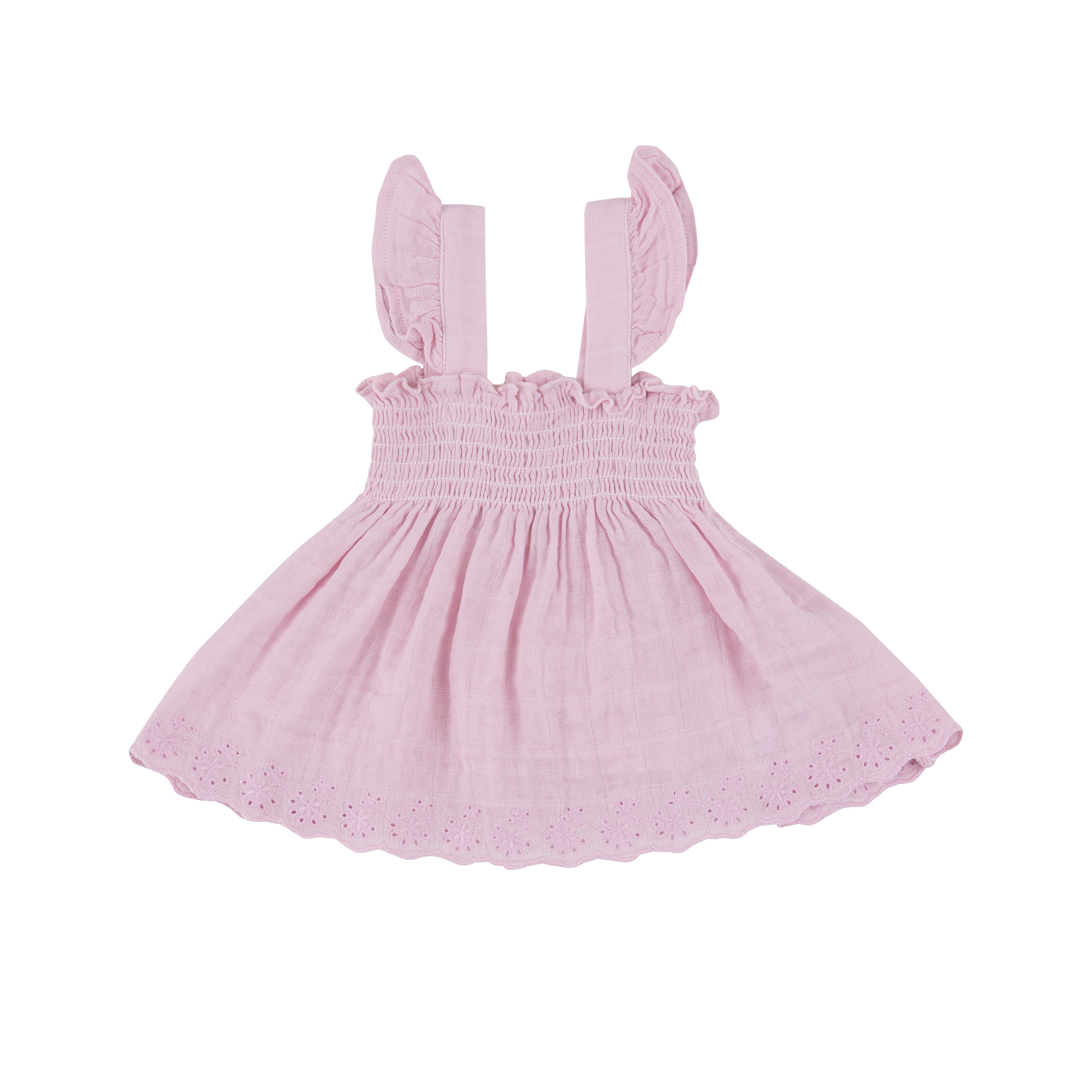 Ruffle Strap Smocked Top And Diaper Cover - Ballet Solid Muslin