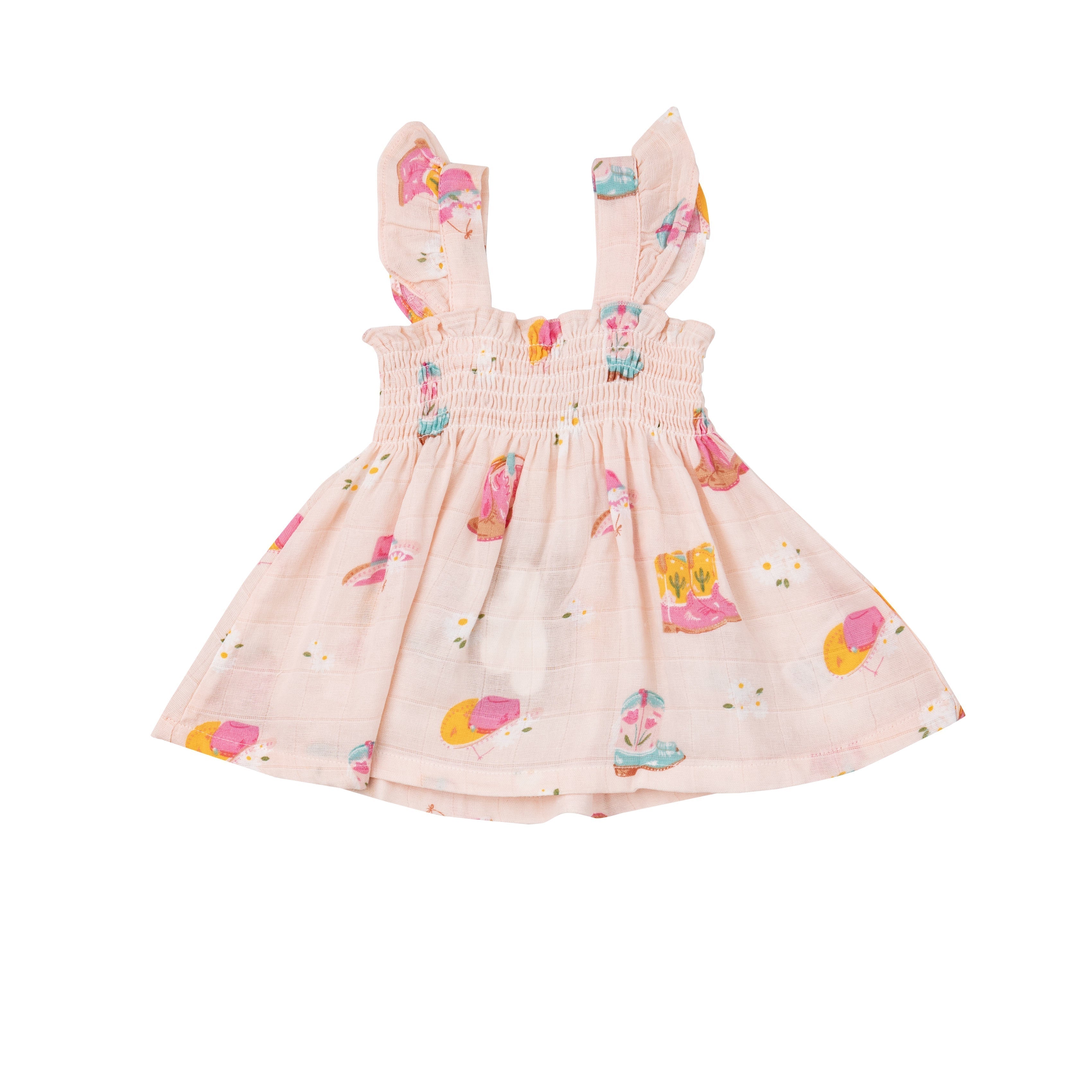 Ruffle Strap Smocked Top And Diaper Cover - Daisy Boots