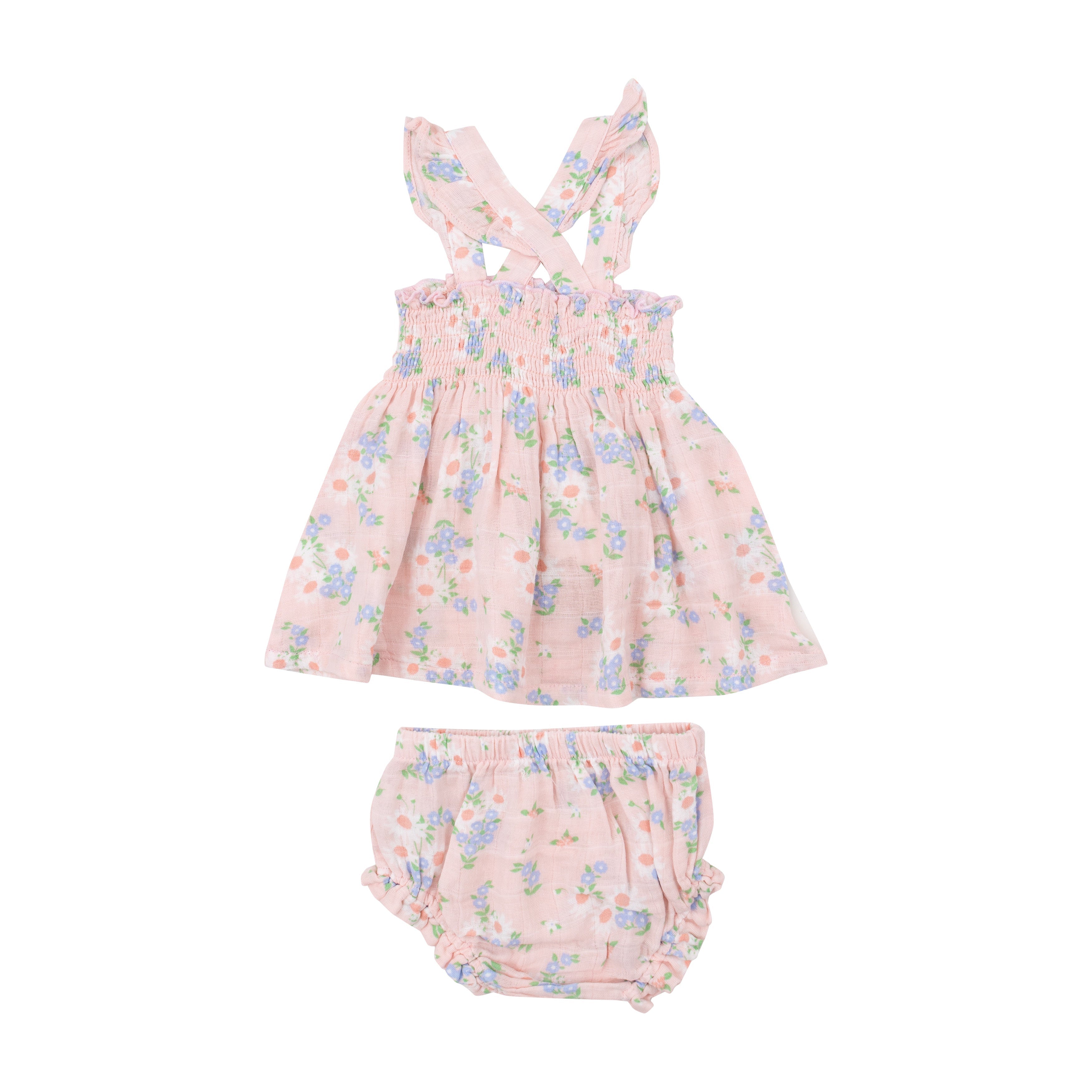Ruffle Strap Smocked Top And Diaper Cover - Gathering Daisies