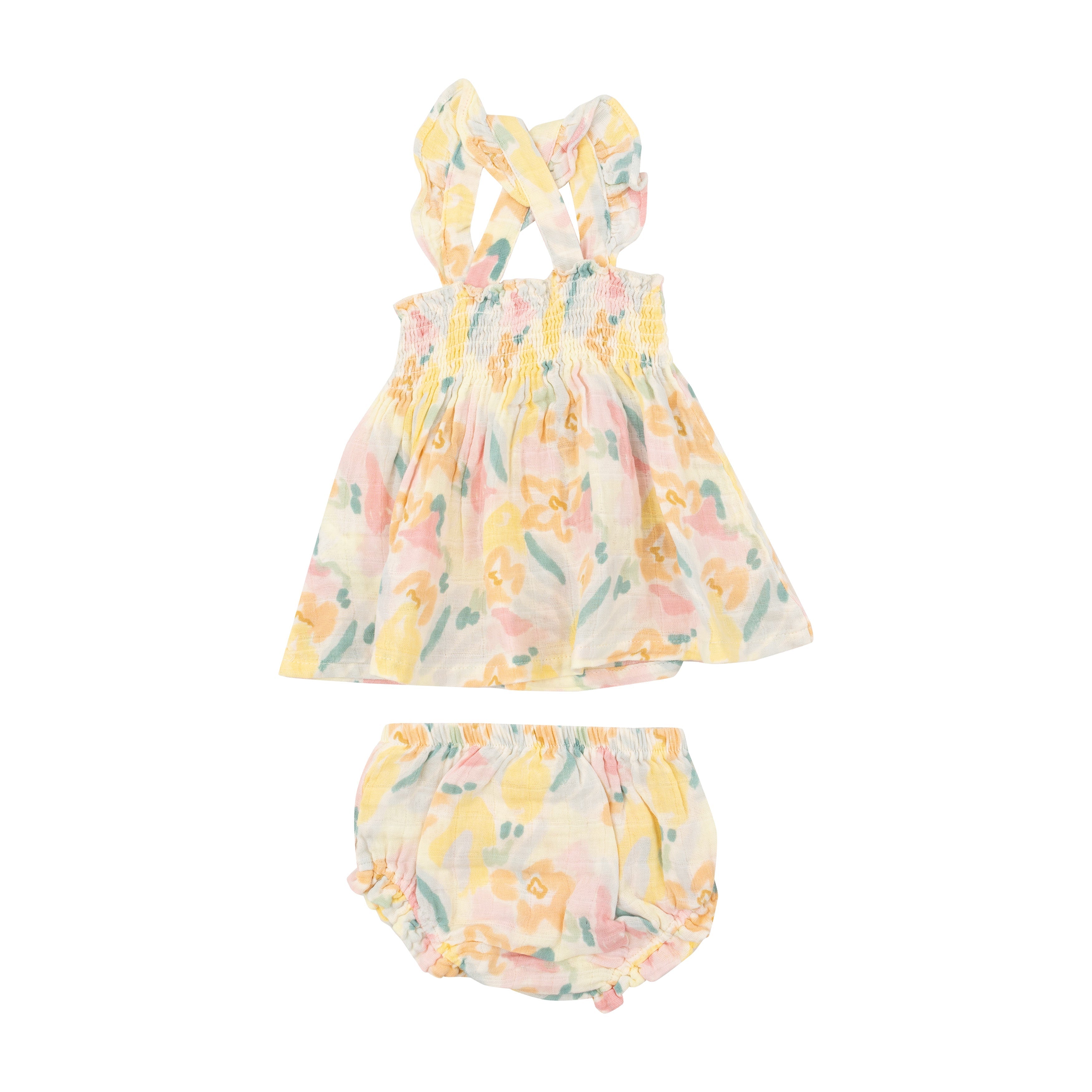 Ruffle Strap Smocked Top And Diaper Cover - Paris Bouquet