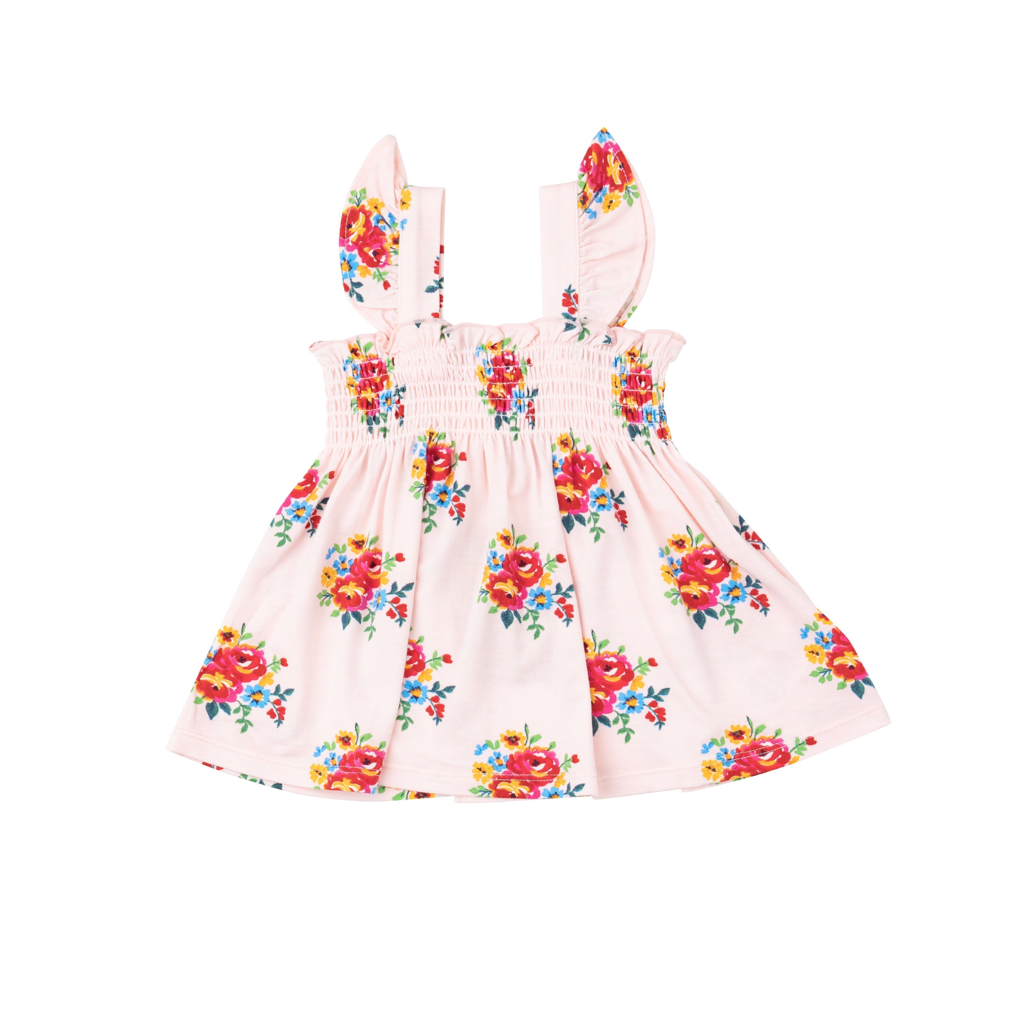Ruffle Strap Smocked Top And Diaper Cover - Pretty Bouquets