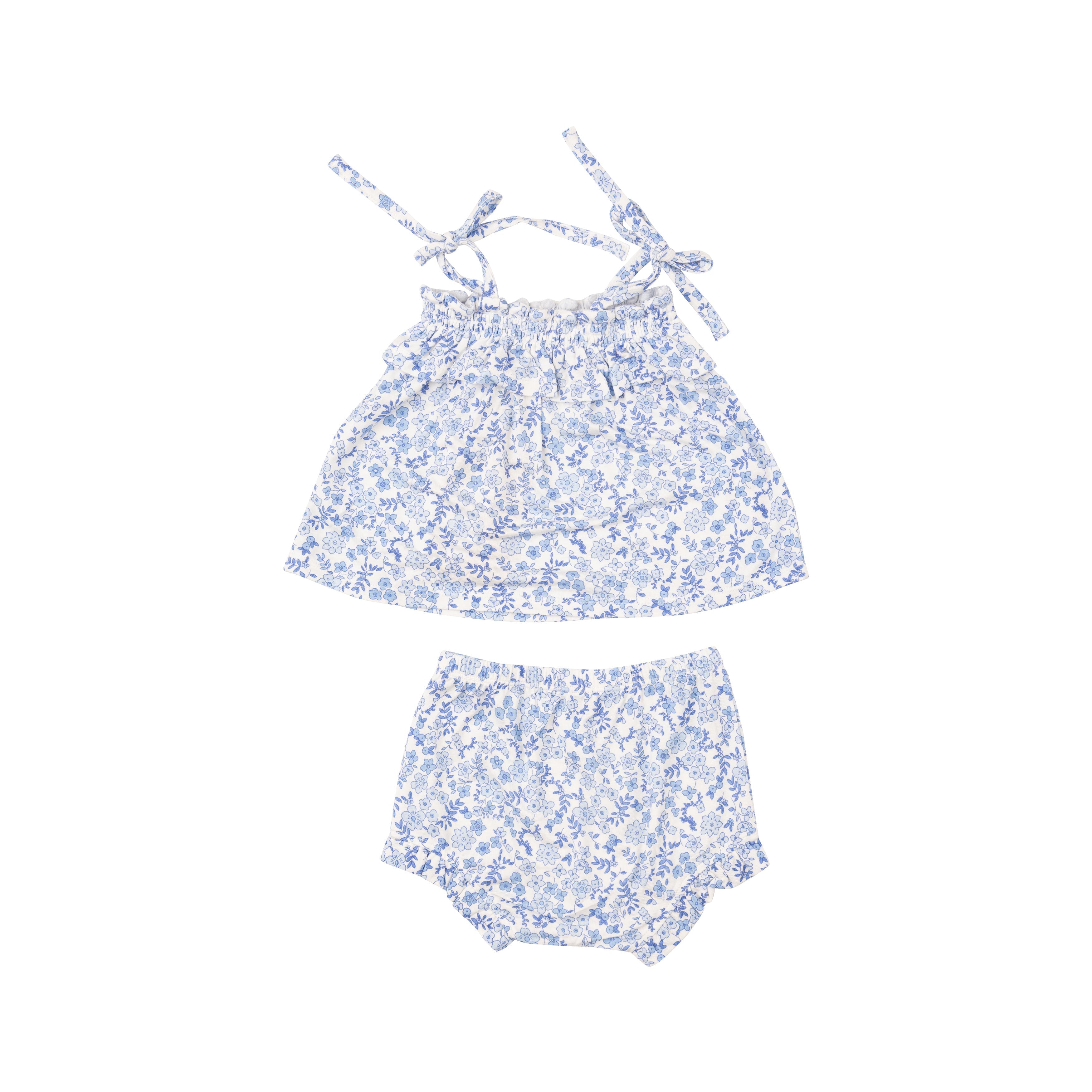 Ruffle Top & Bloomer - Blue Calico Floral