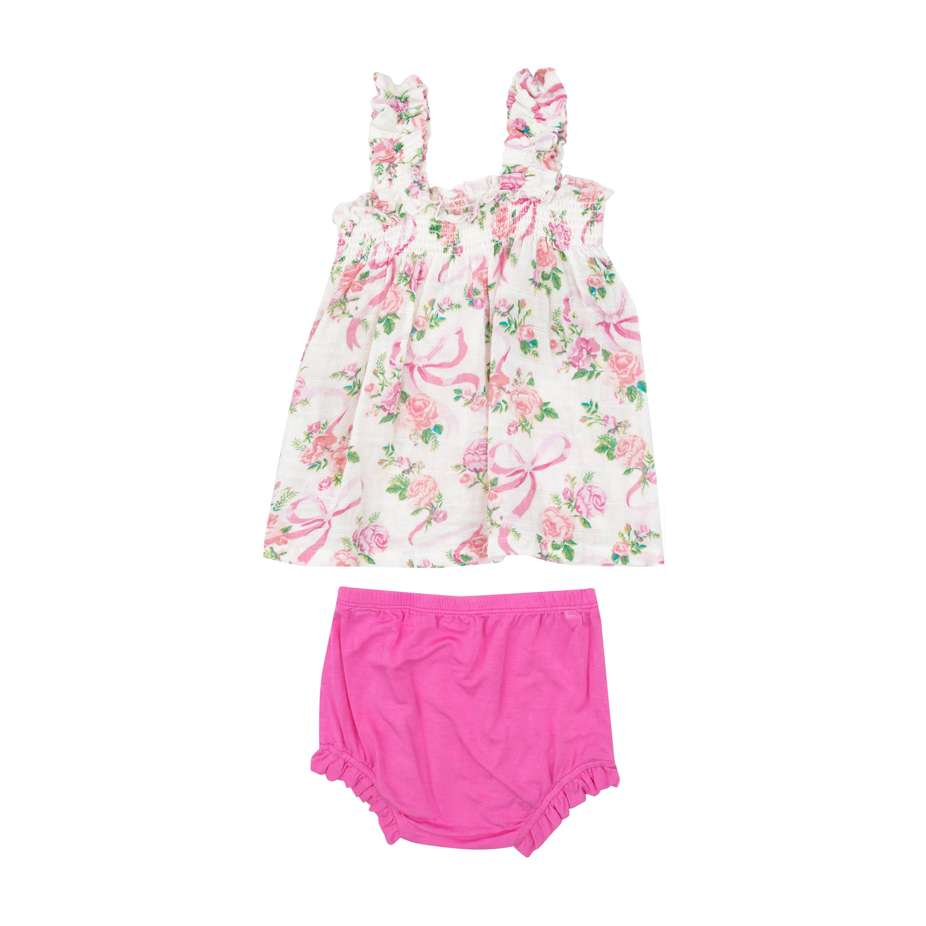 Ruffly Strap Top And Bloomer Set - Coquette Bows