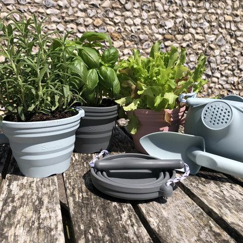 Scrunch Seedling Pot and Trowel, Duck Egg Blue - Why and Whale