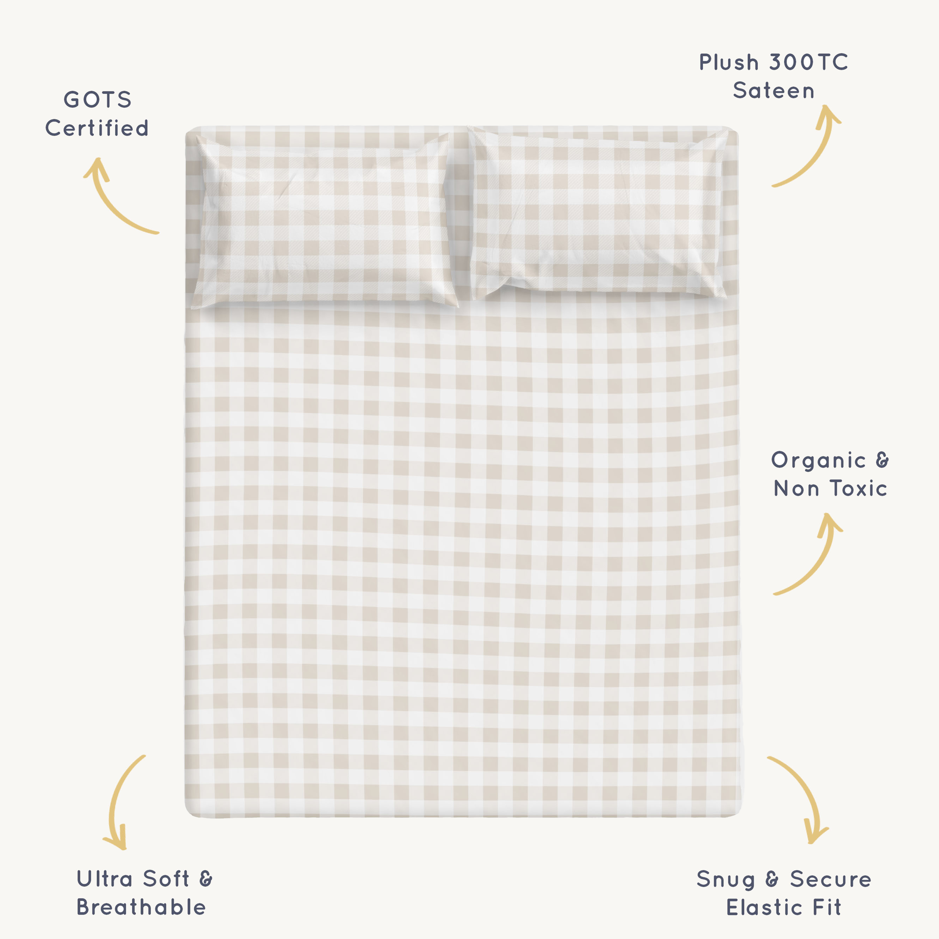 Organic Cotton Fitted Sheet Set - Plaid