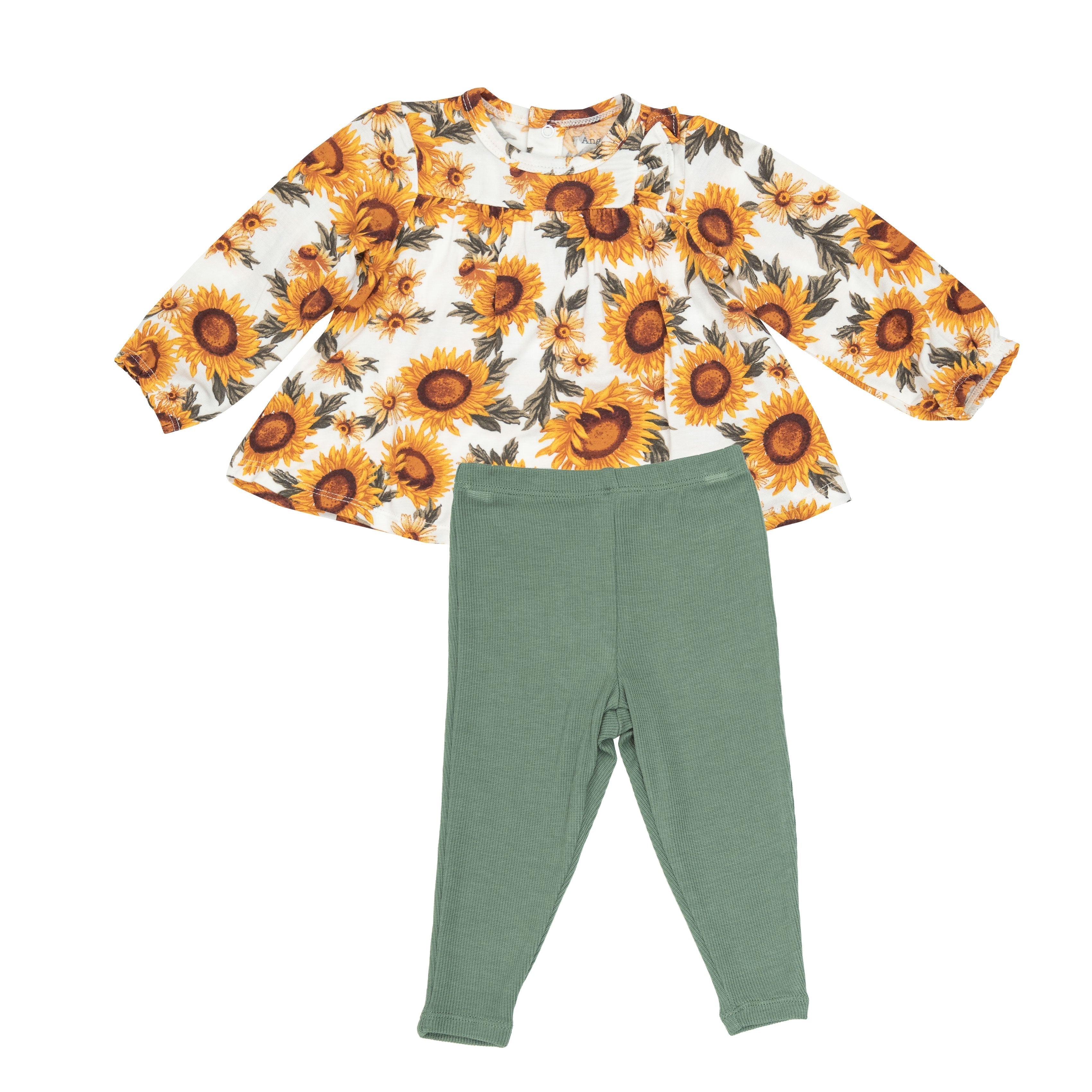 Side Ruffle Tunic And Legging - Fall Sunflower