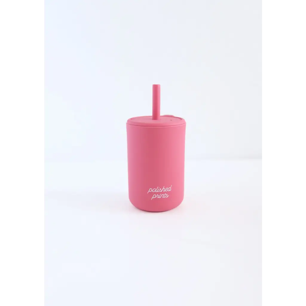 Silicone Straw Cup with Lid - Primary Color Edition