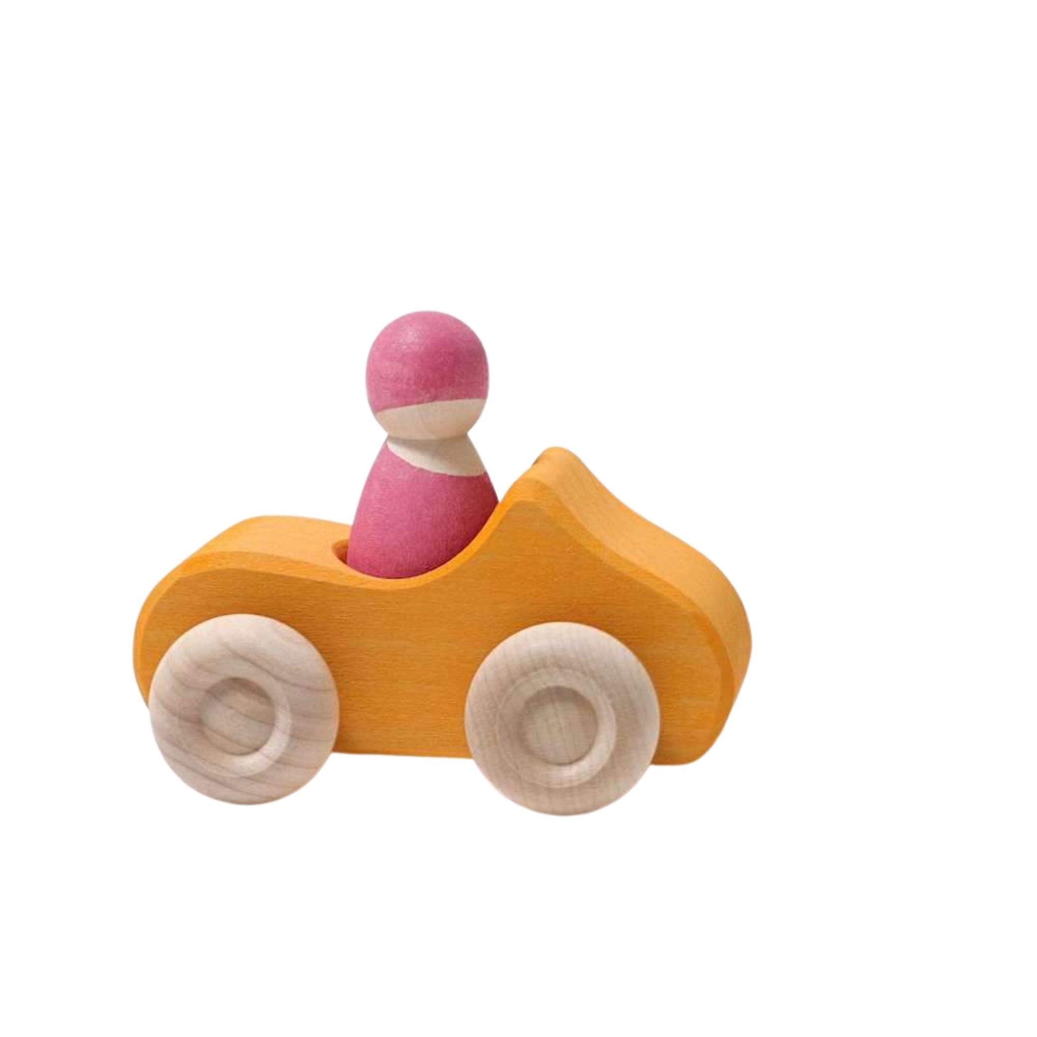 Small Yellow Convertible - Wooden Toy Car