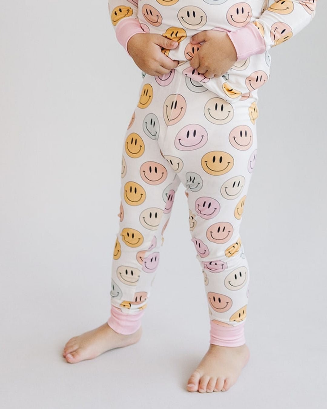 Smiley Bamboo Two Piece Set | Pink
