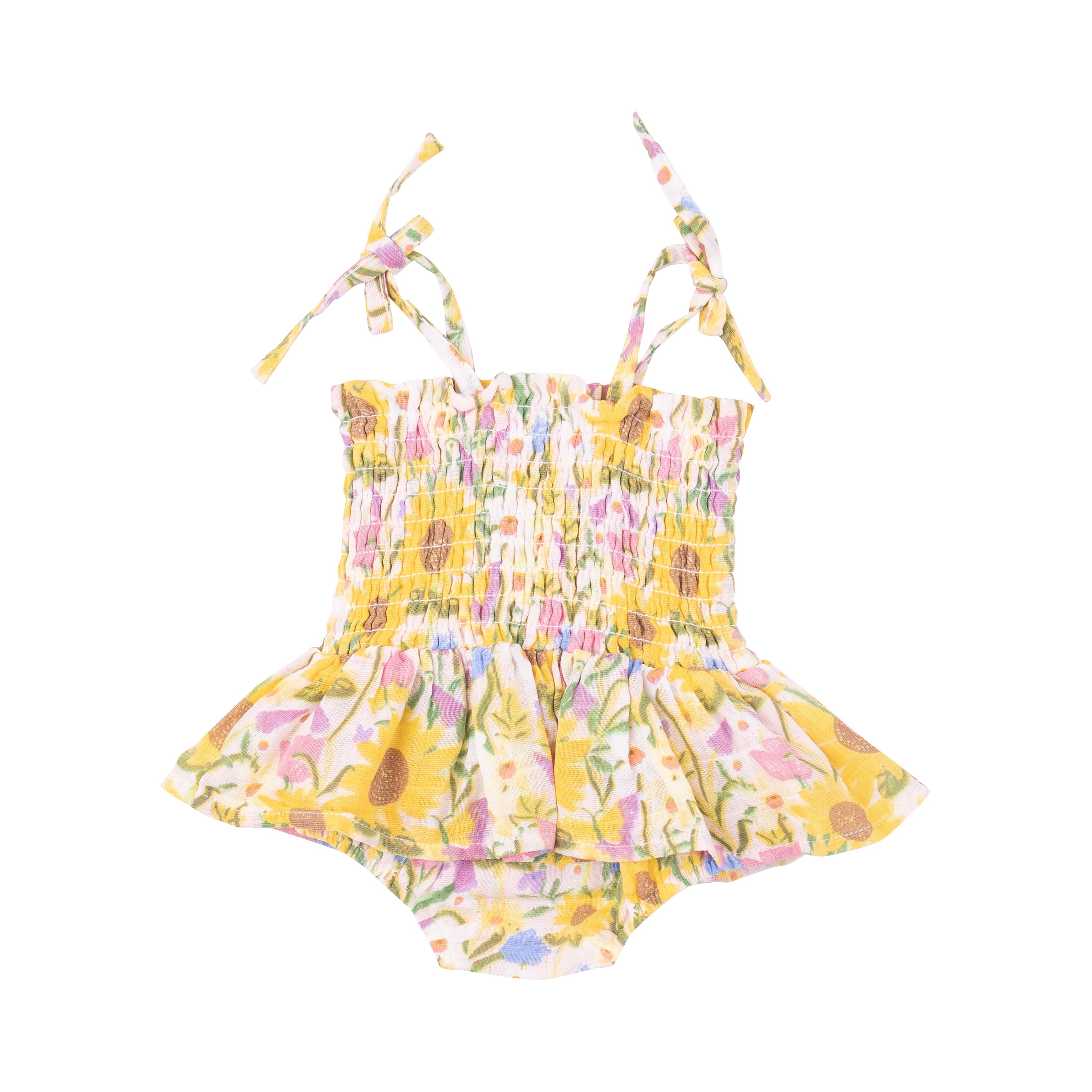 Smocked Bubble W/ Skirt - Sunflower Dream Floral