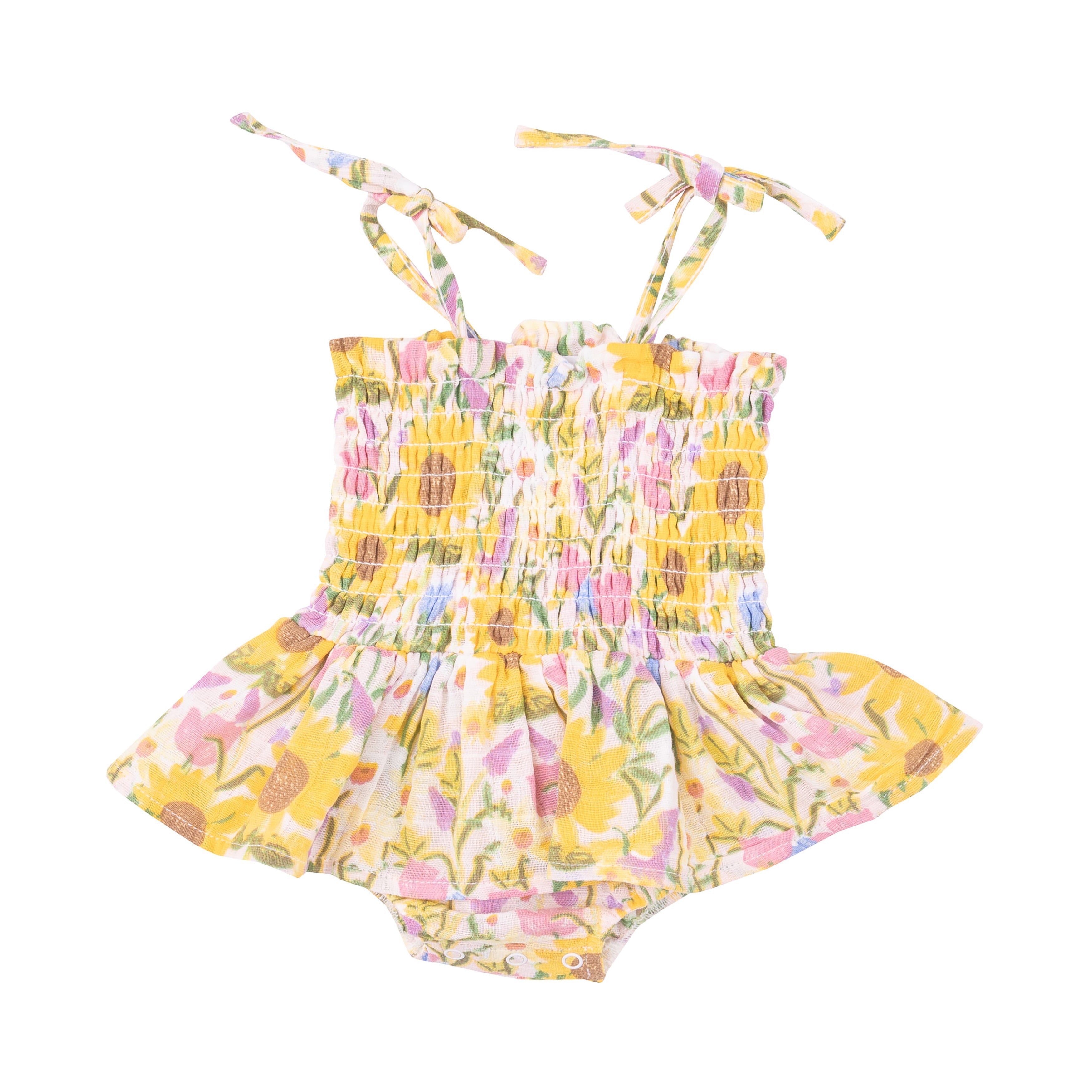 Smocked Bubble W/ Skirt - Sunflower Dream Floral