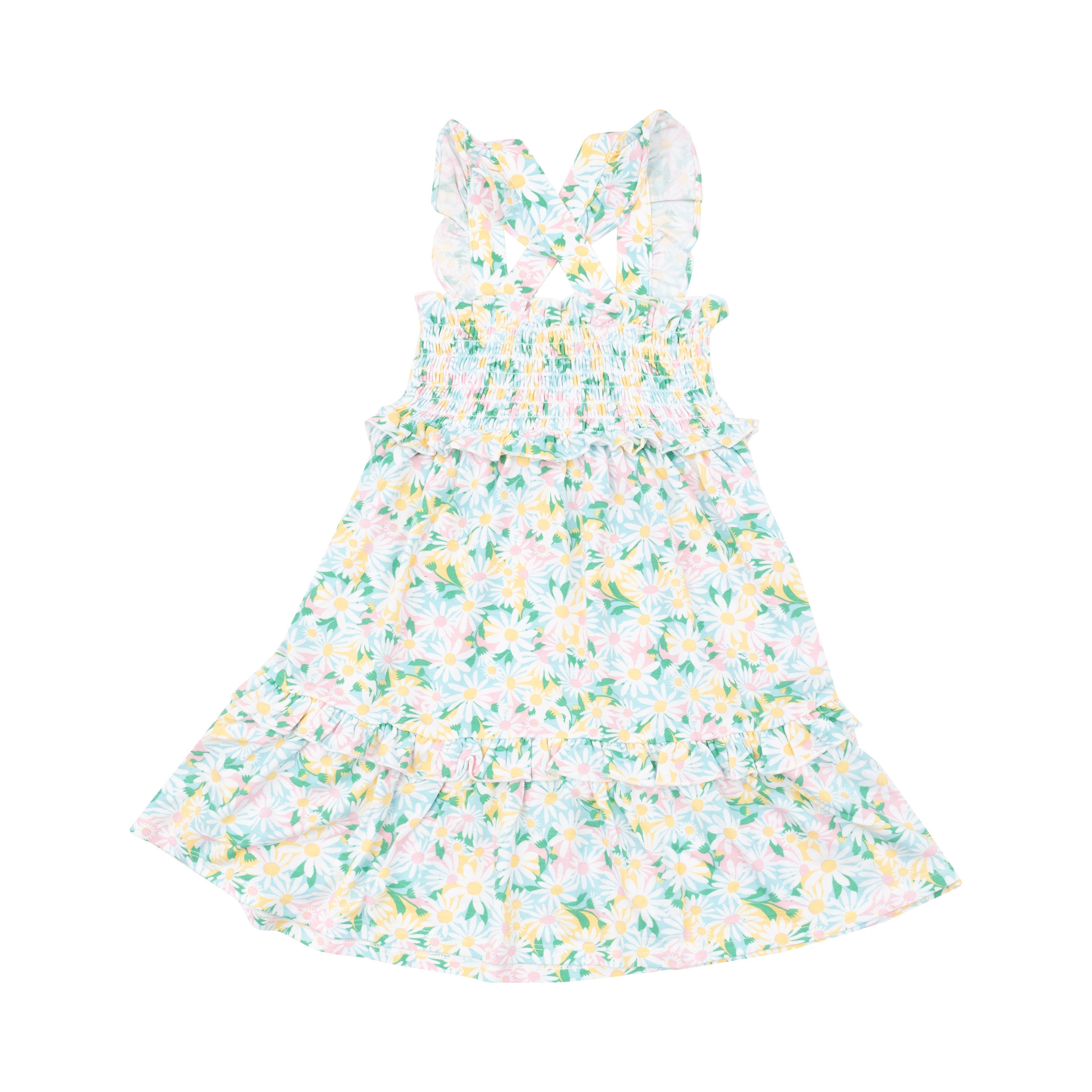 Smocked Ruffle Tiered Sundress - Color Fill Daisies