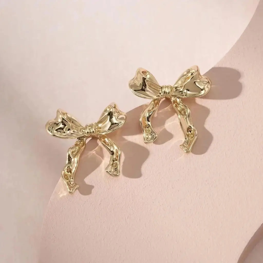 Speakeasy Bow Knot Studs | 14k Gold Plated Earrings