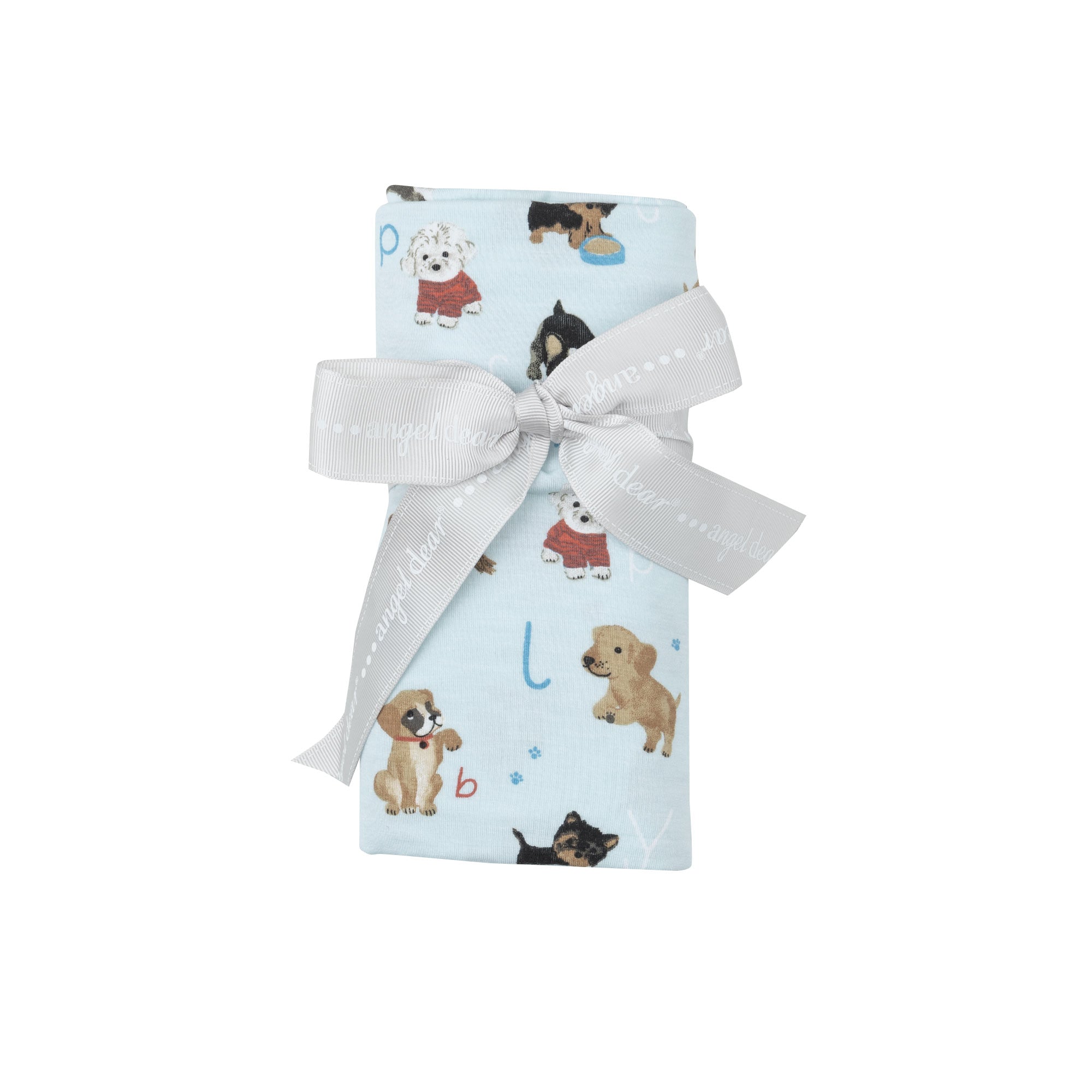 Swaddle Blanket - Puppy Alphabet Blue
