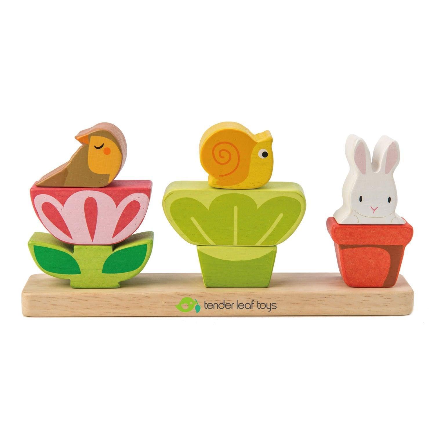Tender Leaf Stackable Wood Garden Learning Set - Why and Whale