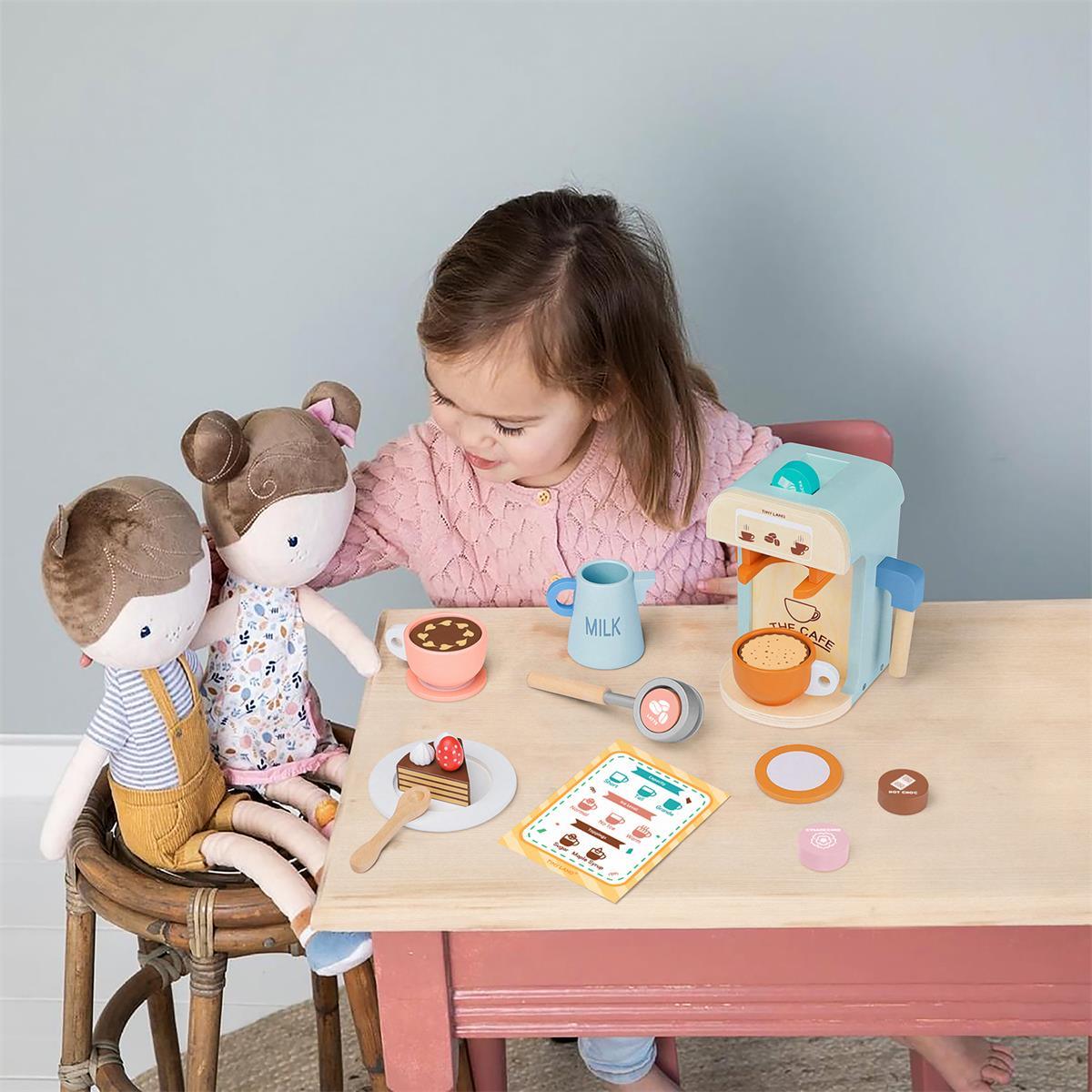 Tiny Land® Wooden Kids Play Coffee Maker Set